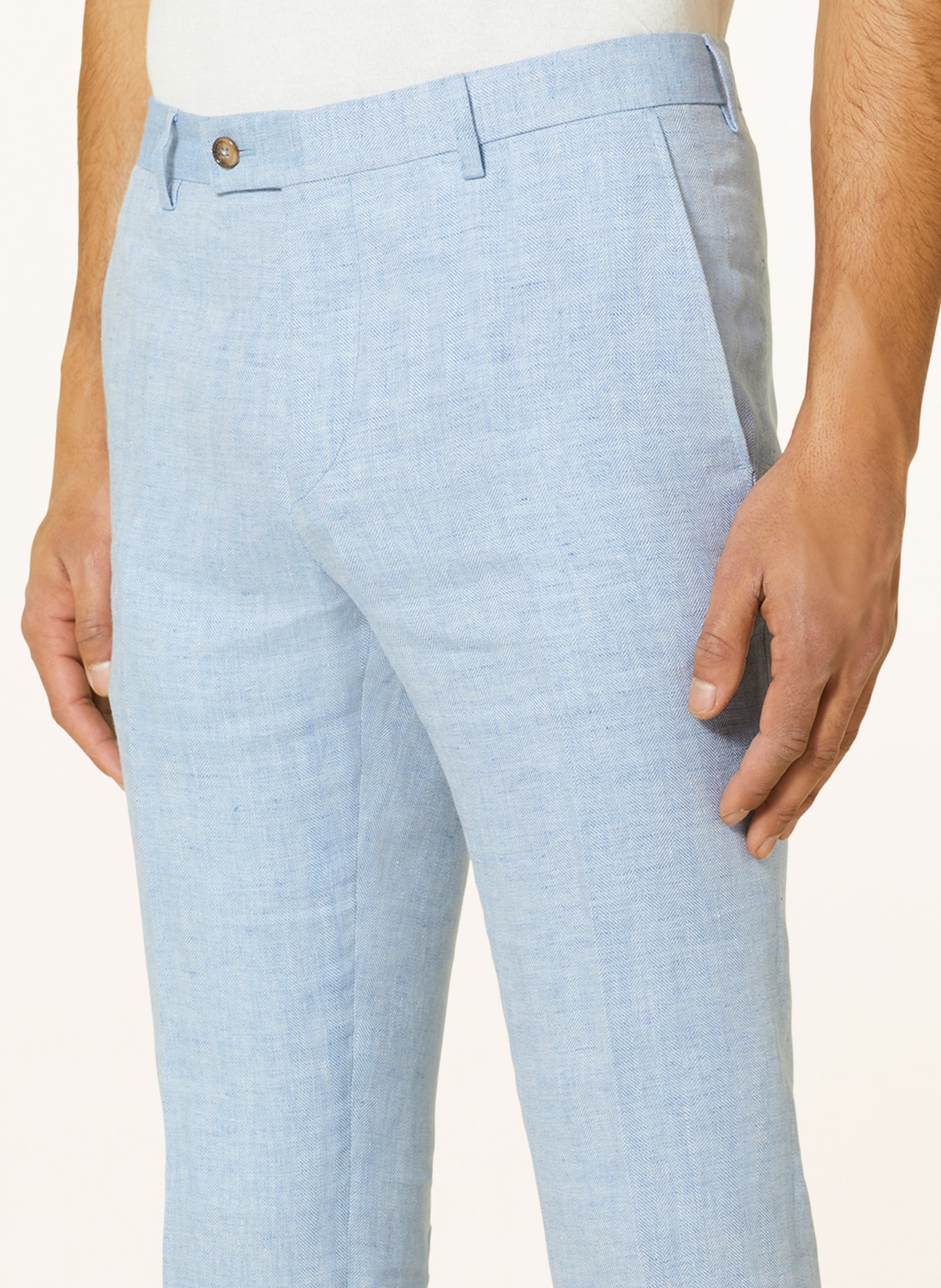 SAND COPENHAGEN Spodnie garniturowe NEW HE CRAIG extra slim fit z lnu, Kolor: JASNONIEBIESKI (Obrazek 6)