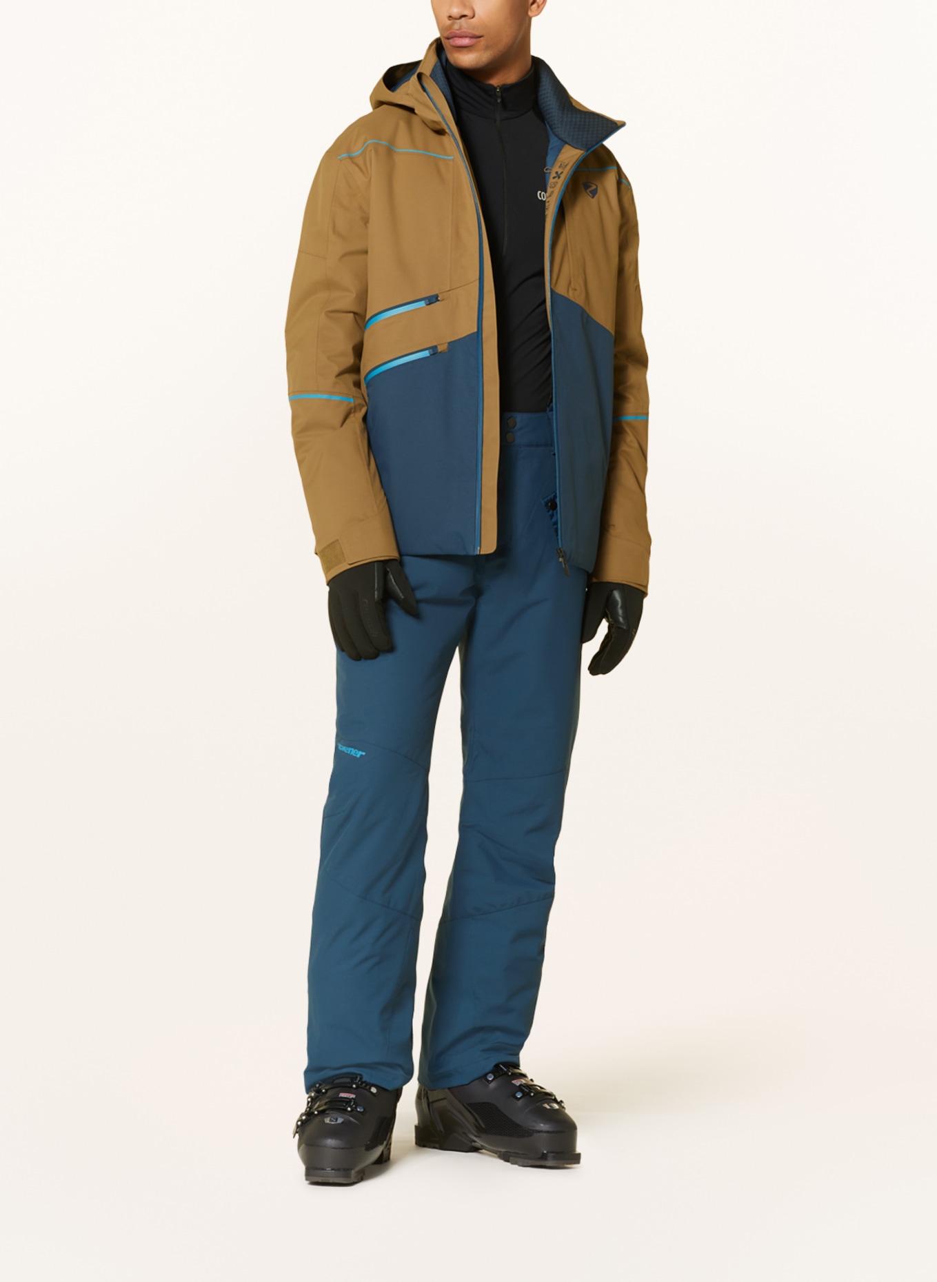 Ski blue TOACA in dark jacket ziener brown/
