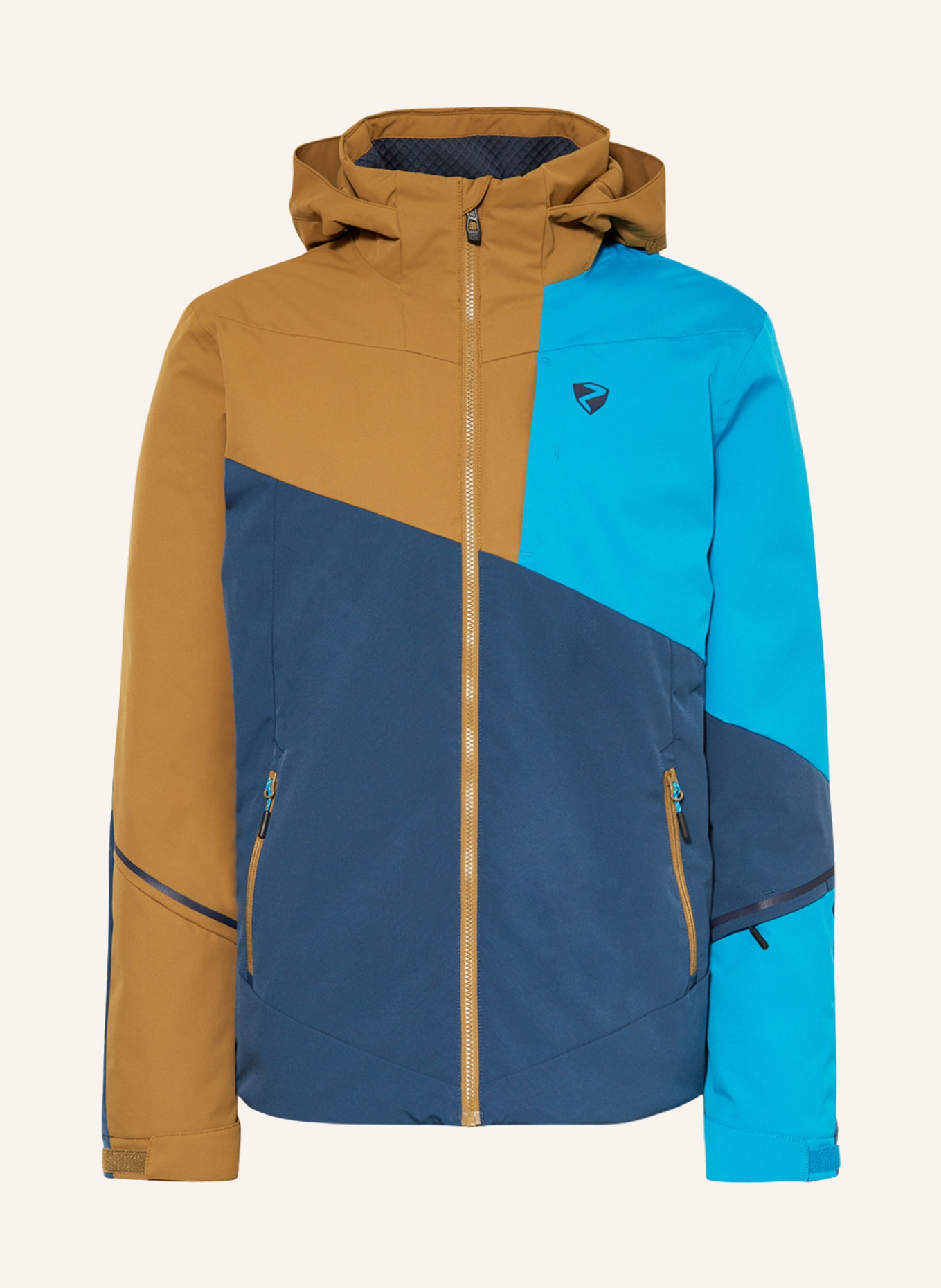 ziener Ski jacket TIMPA dark olive/ turquoise/ blue in