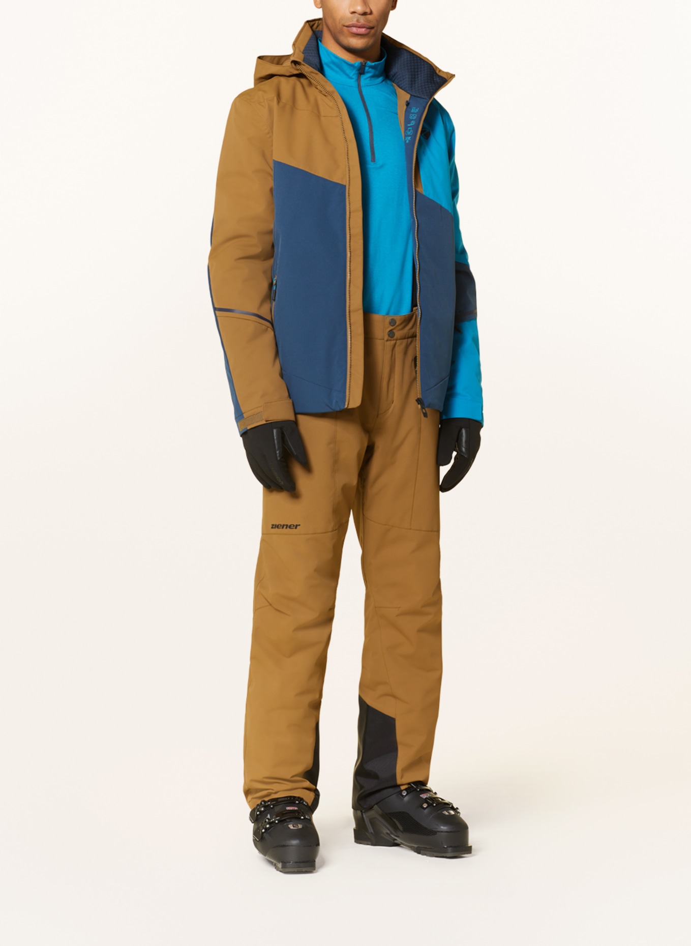 ziener Ski jacket TIMPA, Color: OLIVE/ TURQUOISE/ DARK BLUE (Image 2)