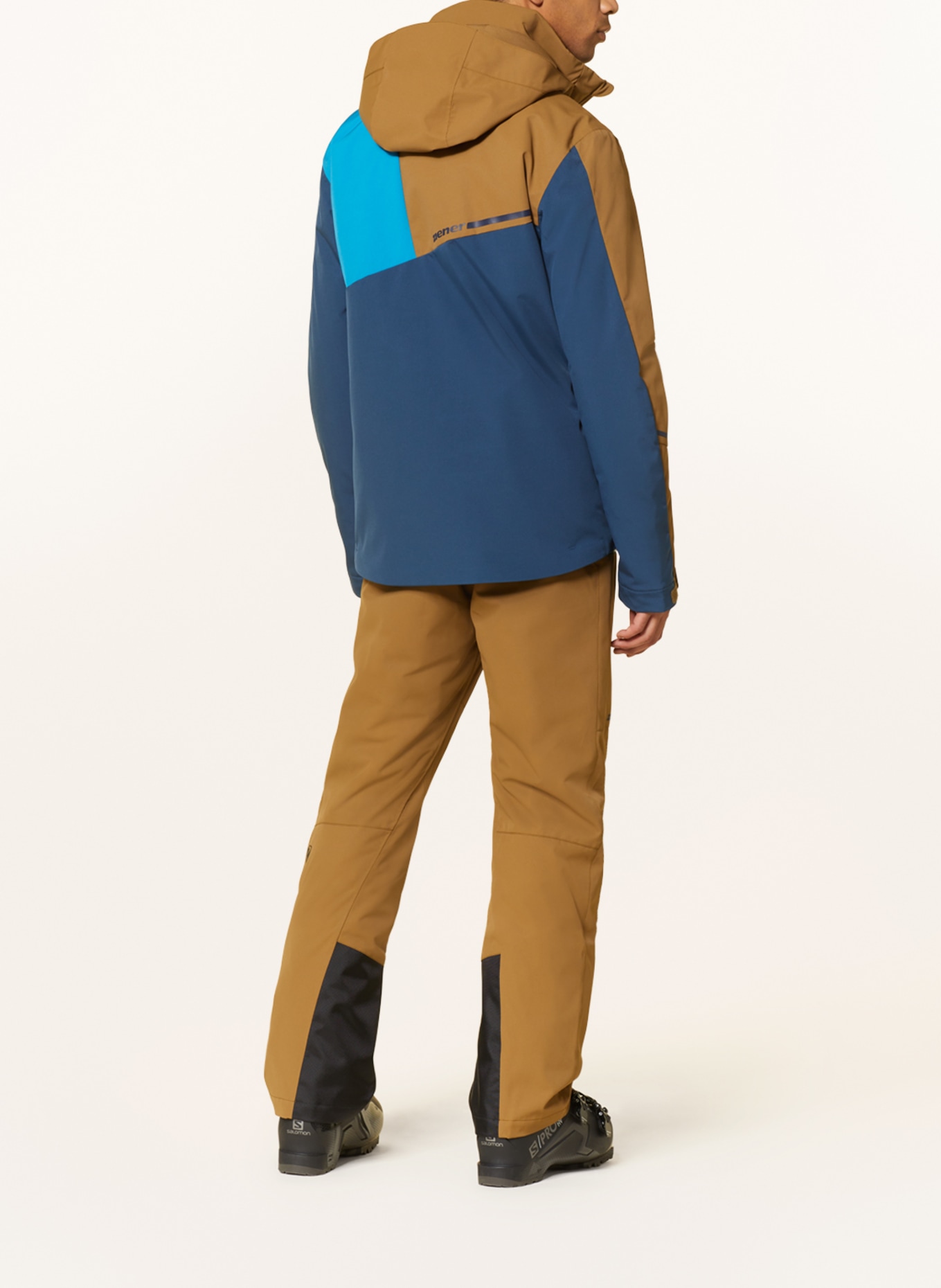 ziener Ski jacket TIMPA olive/ turquoise/ blue in dark