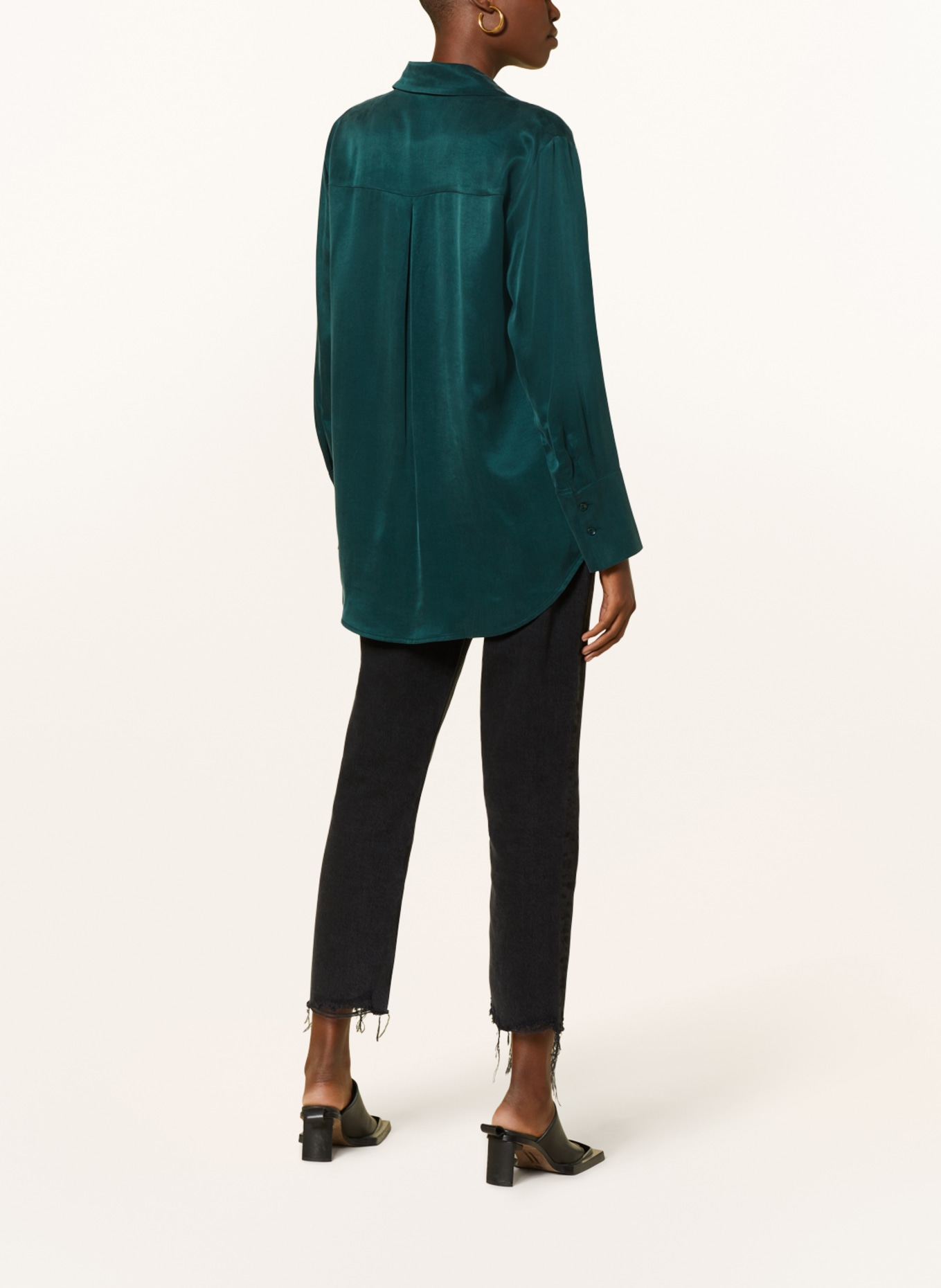 MRS & HUGS Satin shirt blouse, Color: GREEN (Image 3)
