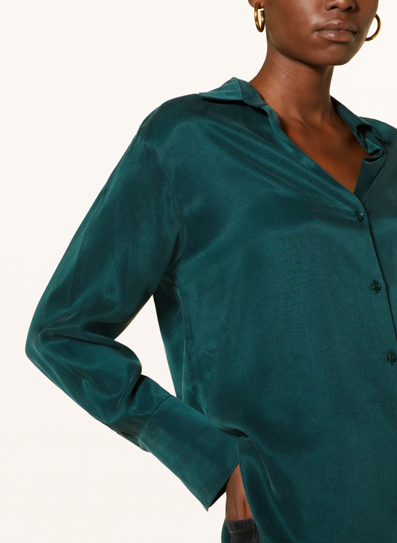 MRS & HUGS Satin shirt blouse, Color: GREEN (Image 4)