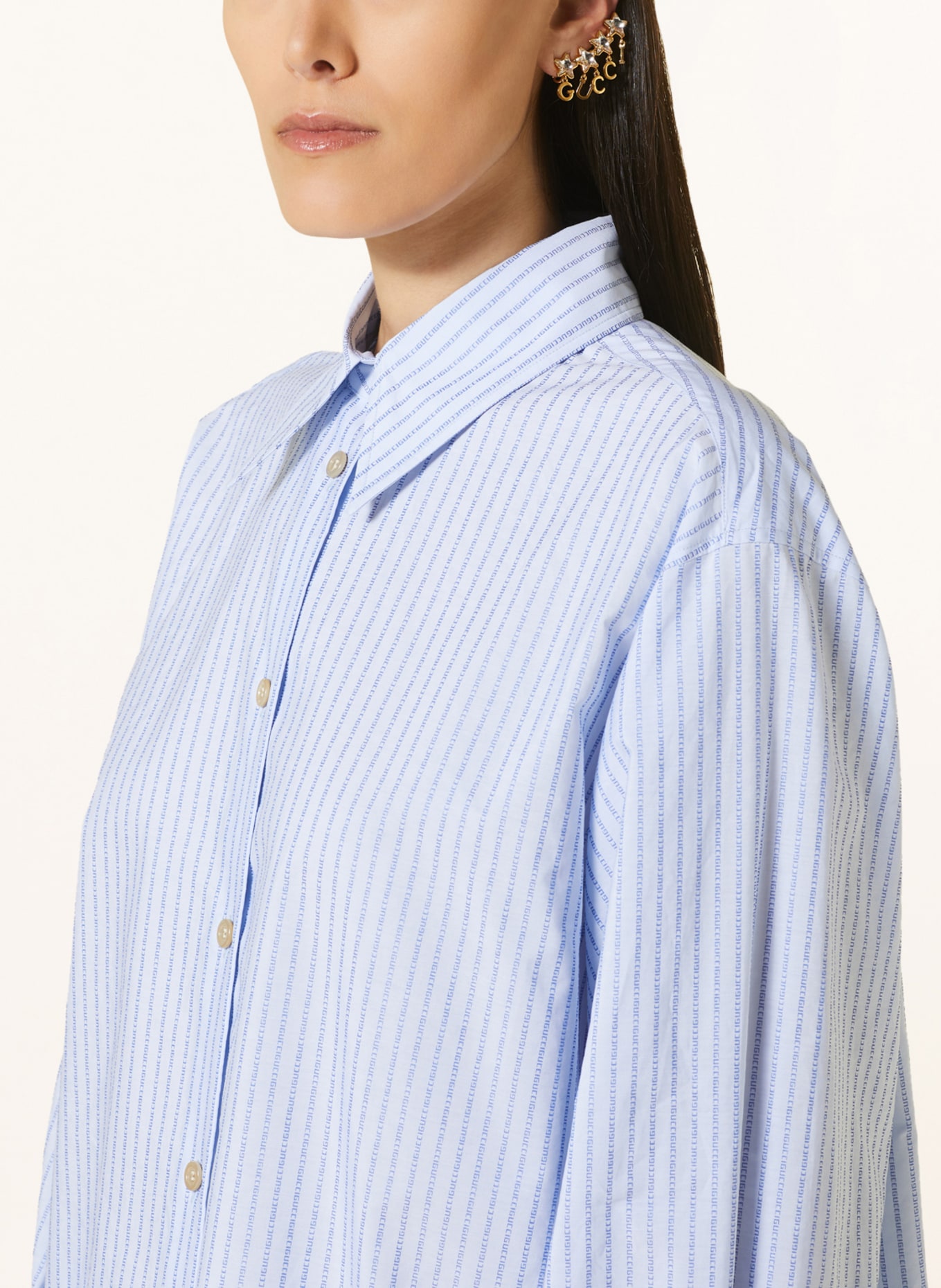 GUCCI Oversized shirt blouse, Color: LIGHT BLUE/ BLUE (Image 4)