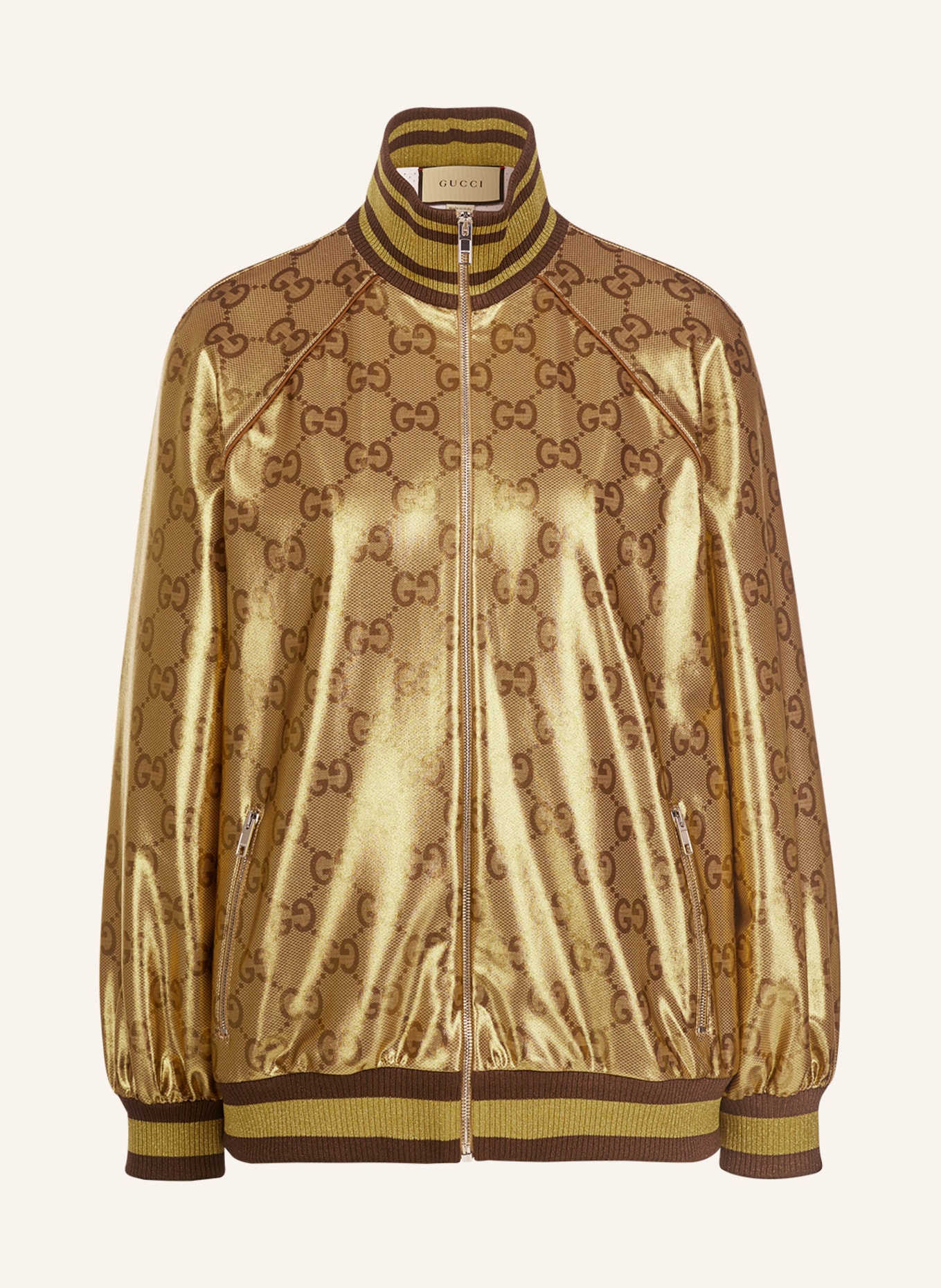 Bomber jacket with glitter thread in camel/ gold/ dark brown | Breuninger