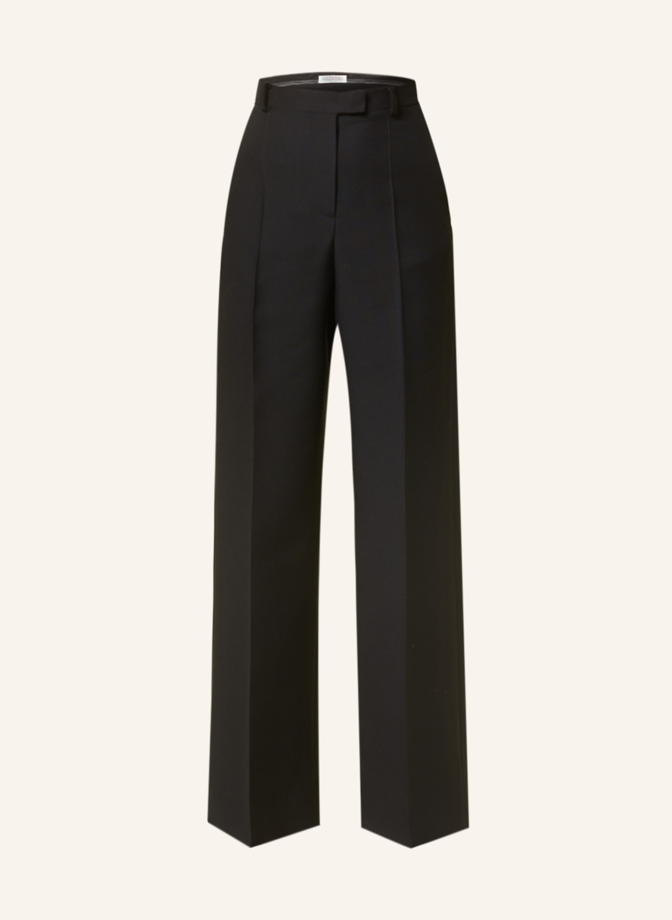 VALENTINO Wide leg trousers with silk, Color: BLACK (Image 1)