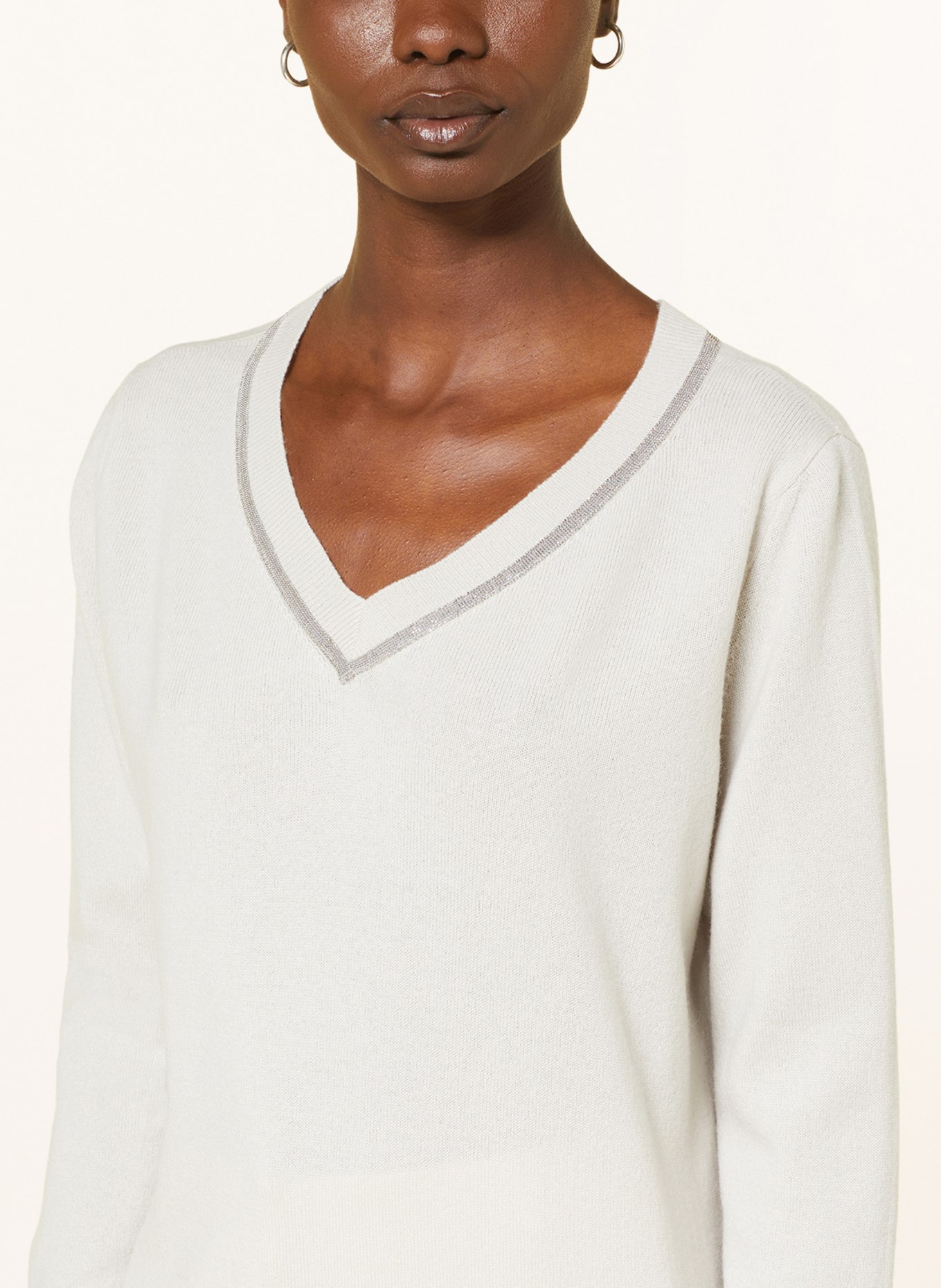 FABIANA FILIPPI Sweter z ozdobnymi perełkami, Kolor: JASNOCZARY (Obrazek 4)