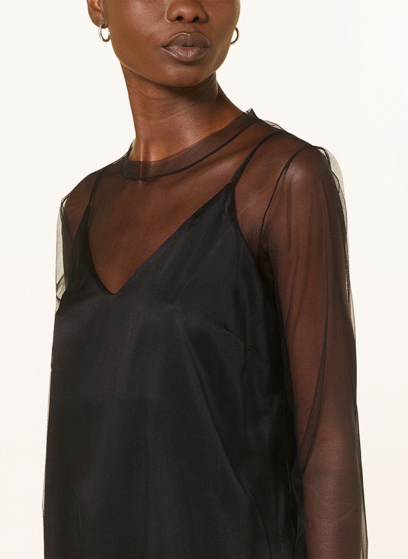 FABIANA FILIPPI Long sleeve shirt in mesh, Color: BLACK (Image 4)