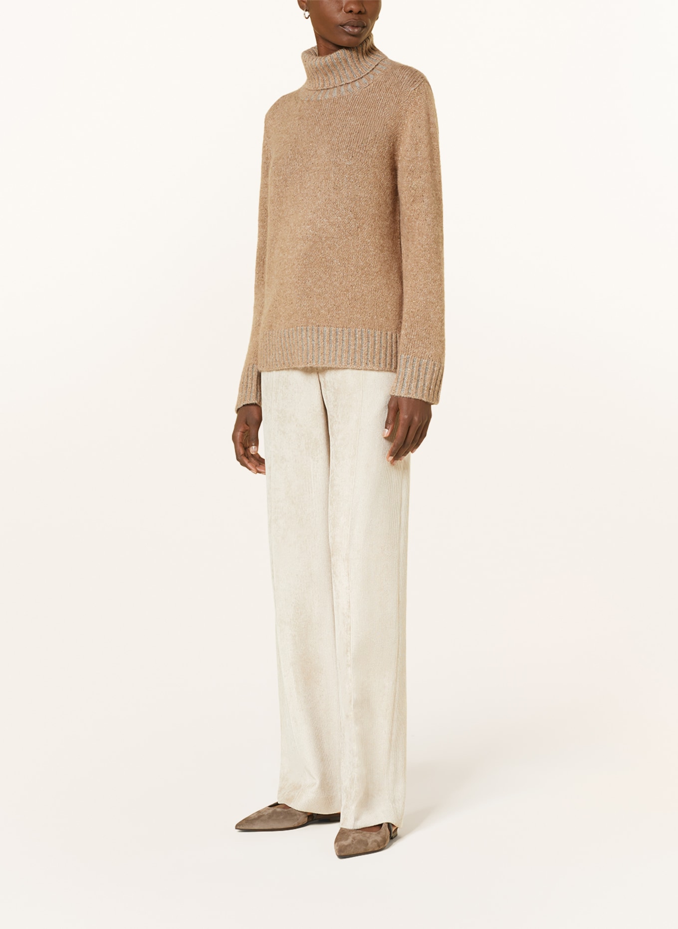 FABIANA FILIPPI Turtleneck sweater with sequins, Color: CAMEL (Image 2)