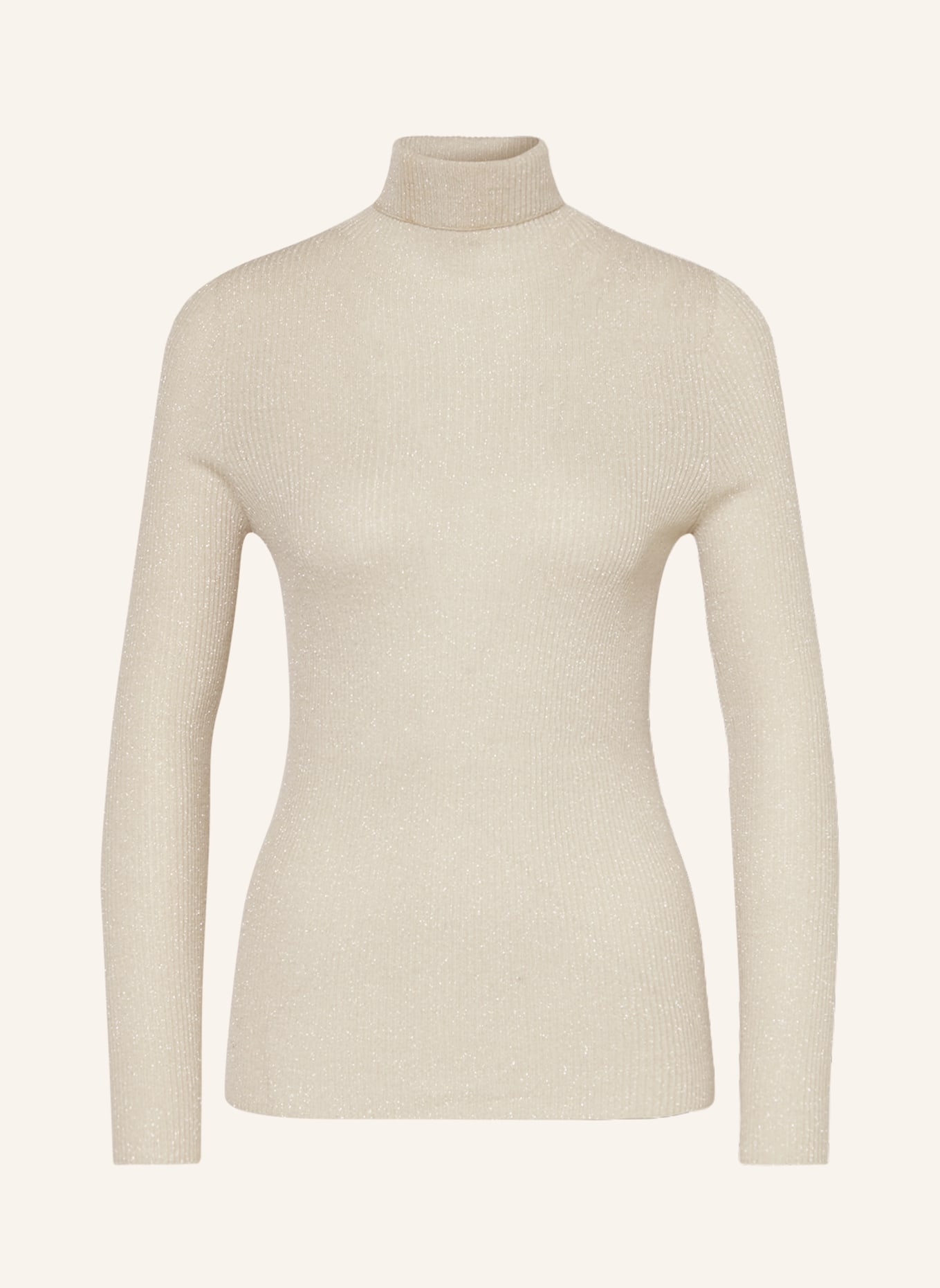 FABIANA FILIPPI Turtleneck sweater with glitter thread, Color: BEIGE/ SILVER (Image 1)