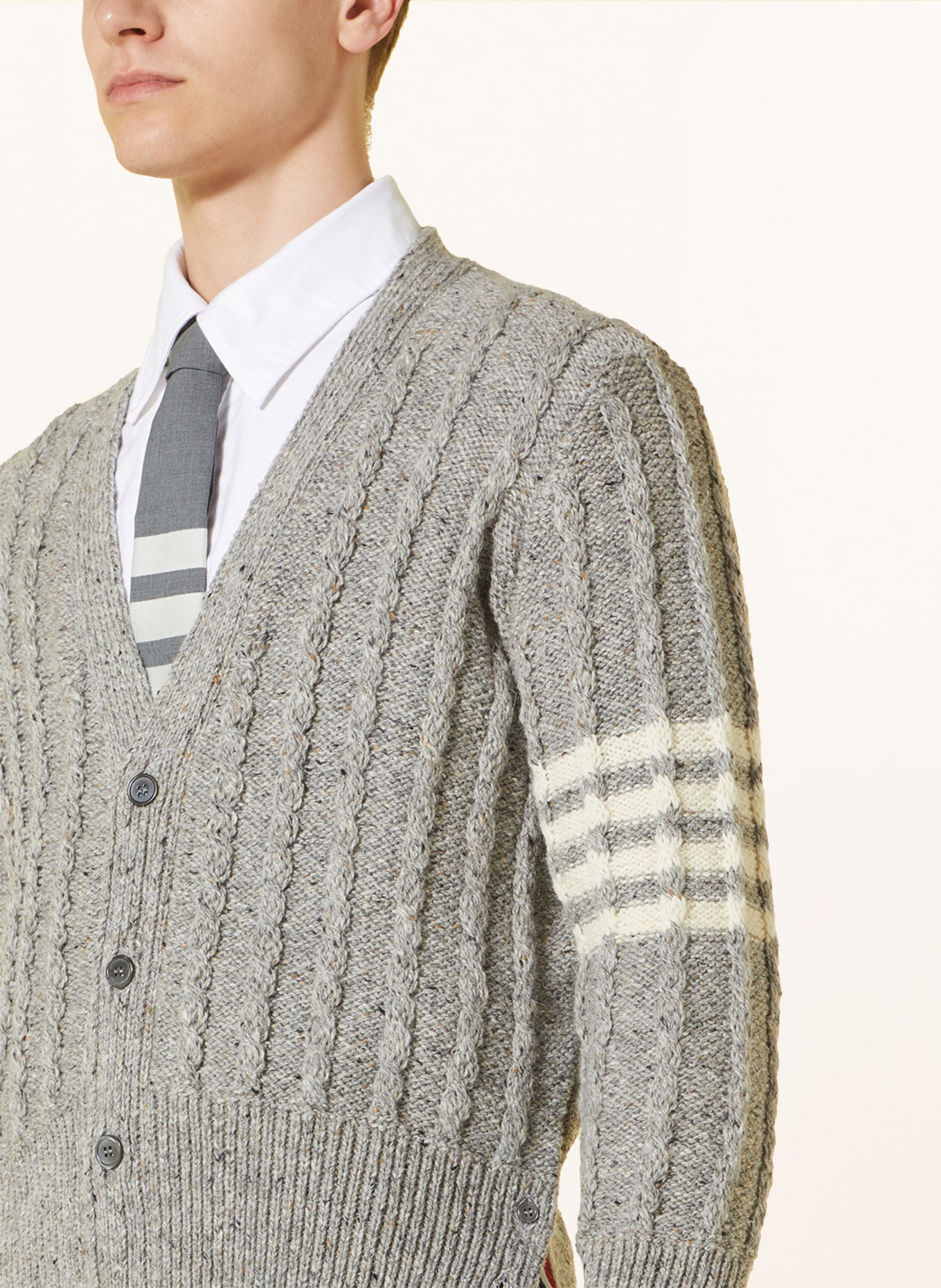 THOM BROWNE. Cardigan with mohair, Color: GRAY (Image 4)