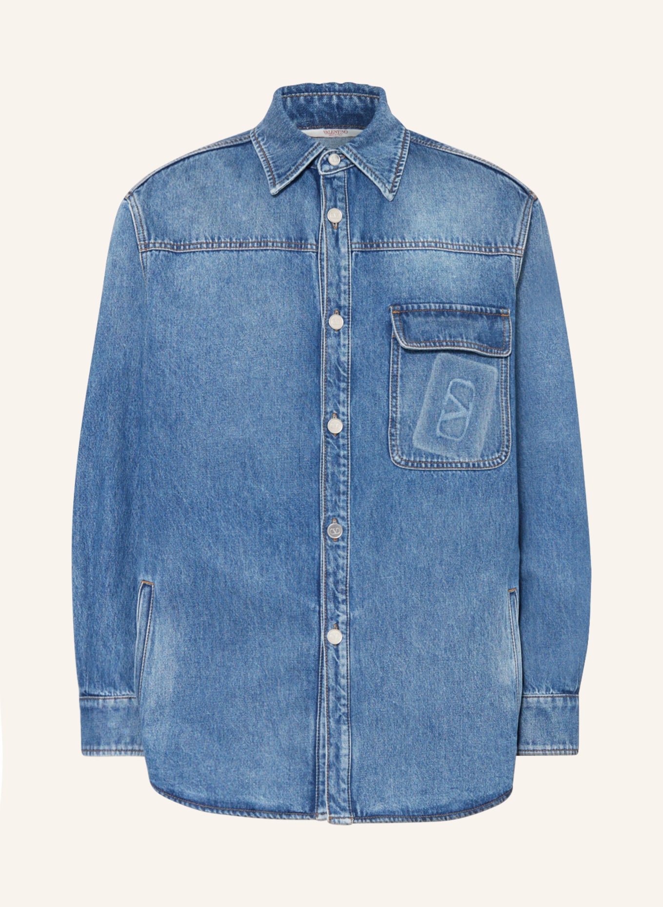 VALENTINO Koszula jeansowa comfort fit, Kolor: 558 MEDIUM BLUE DENIM (Obrazek 1)
