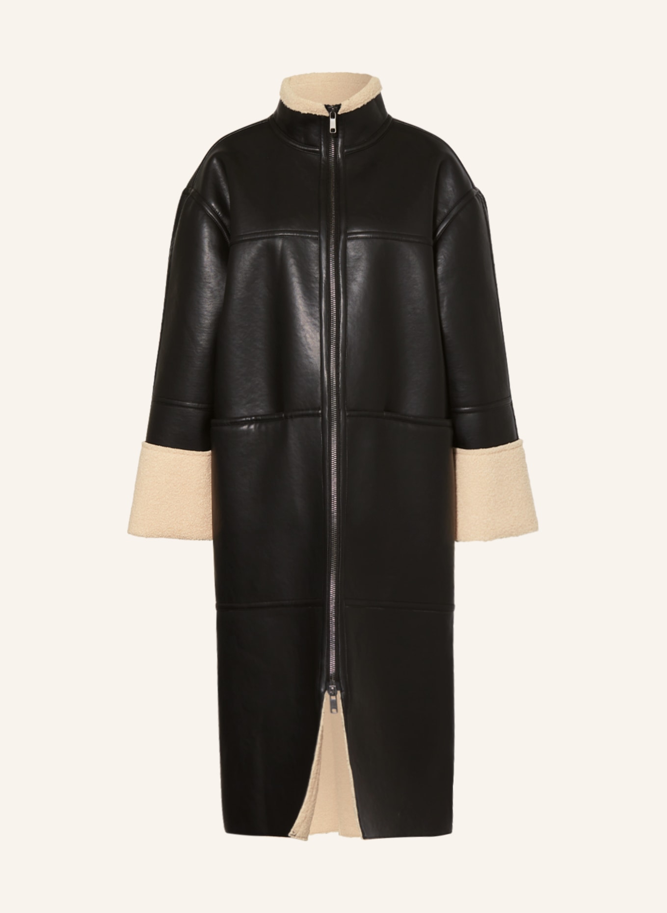 MSCH COPENHAGEN Coat MSCHDELICIA in leather look with faux fur, Color: BLACK (Image 1)