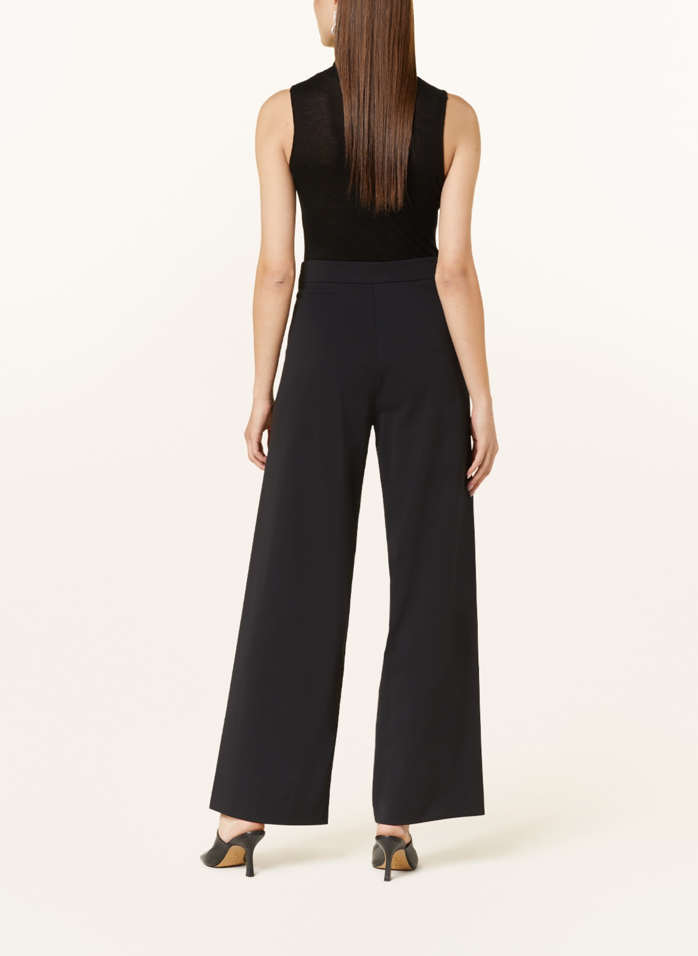 MAC DAYDREAM Wide leg trousers BEAUTY WIDE with stripe, Color: BLACK (Image 3)