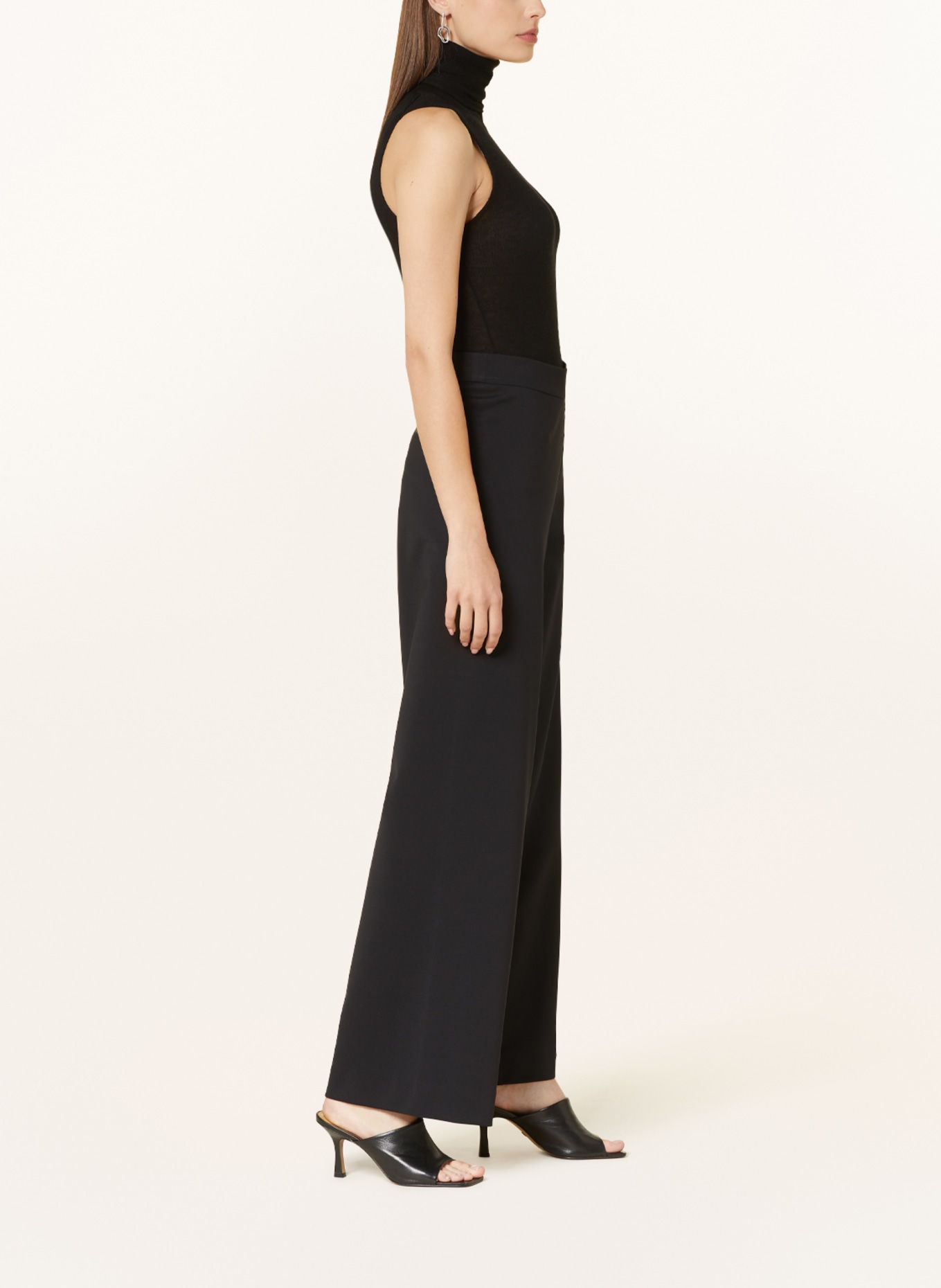 MAC DAYDREAM Wide leg trousers BEAUTY WIDE with stripe, Color: BLACK (Image 4)