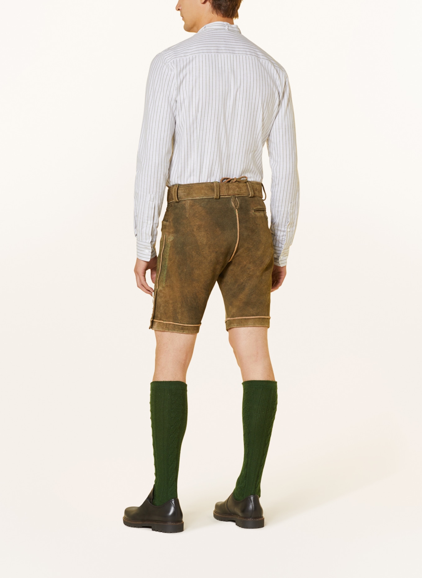 HIRSCHER Spodnie skórzane w stylu ludowym BAD ISCHL, Kolor: BRĄZOWY/ ZIELONY (Obrazek 3)