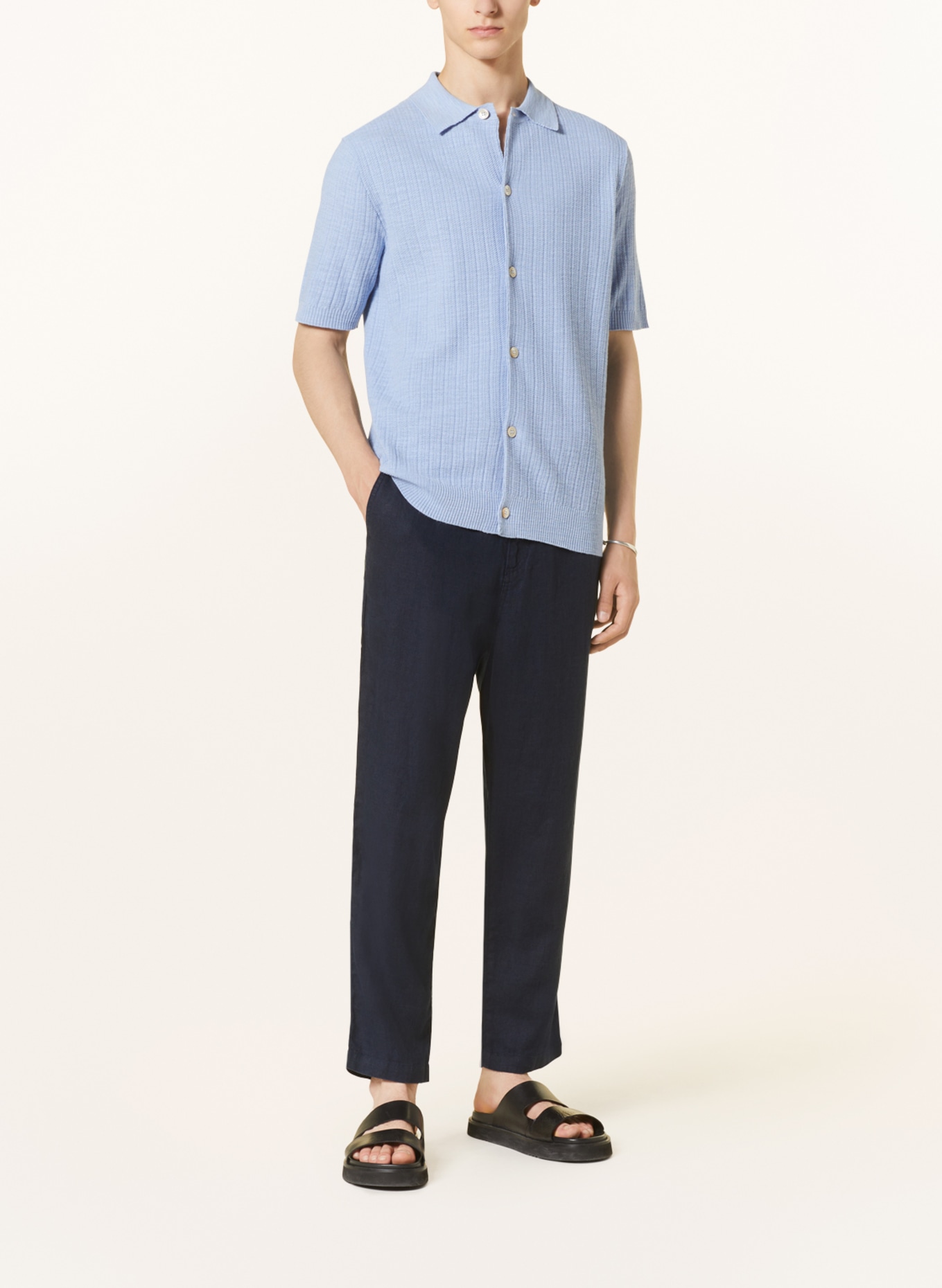 NN.07 Linen pants KEITH tapered fit, Color: DARK BLUE (Image 2)