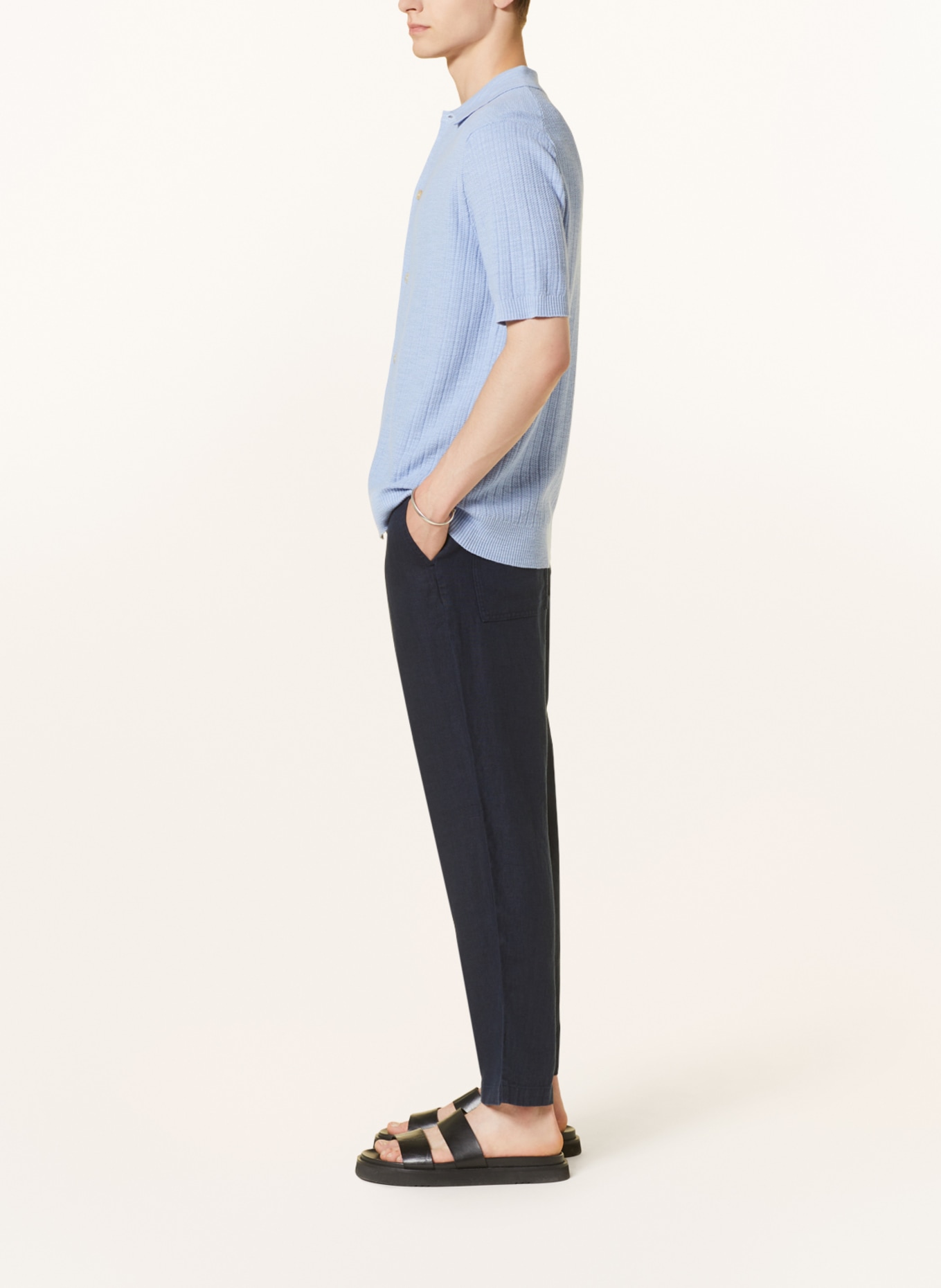 NN.07 Linen pants KEITH tapered fit, Color: DARK BLUE (Image 4)