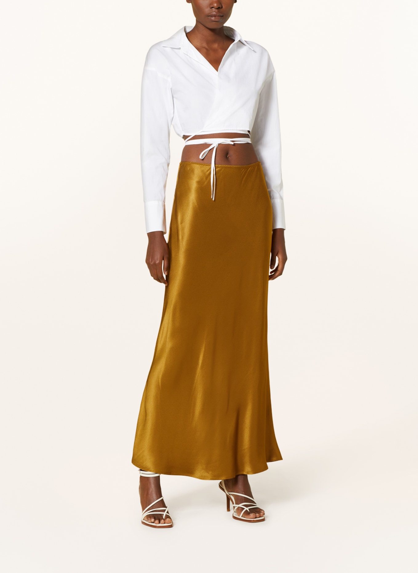oui Satin skirt, Color: CAMEL (Image 2)