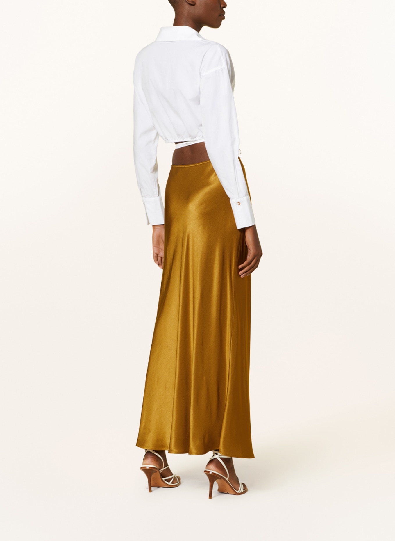 oui Satin skirt, Color: CAMEL (Image 3)