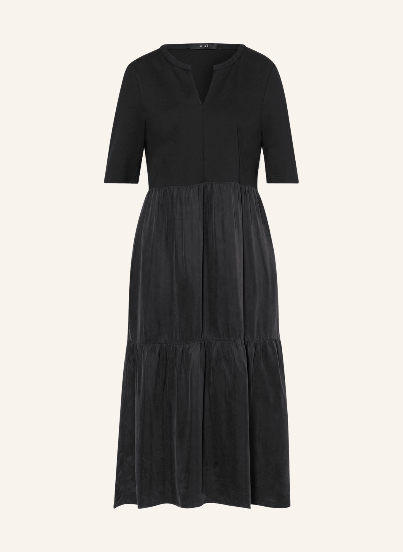 oui Dress in mixed materials, Color: BLACK (Image 1)