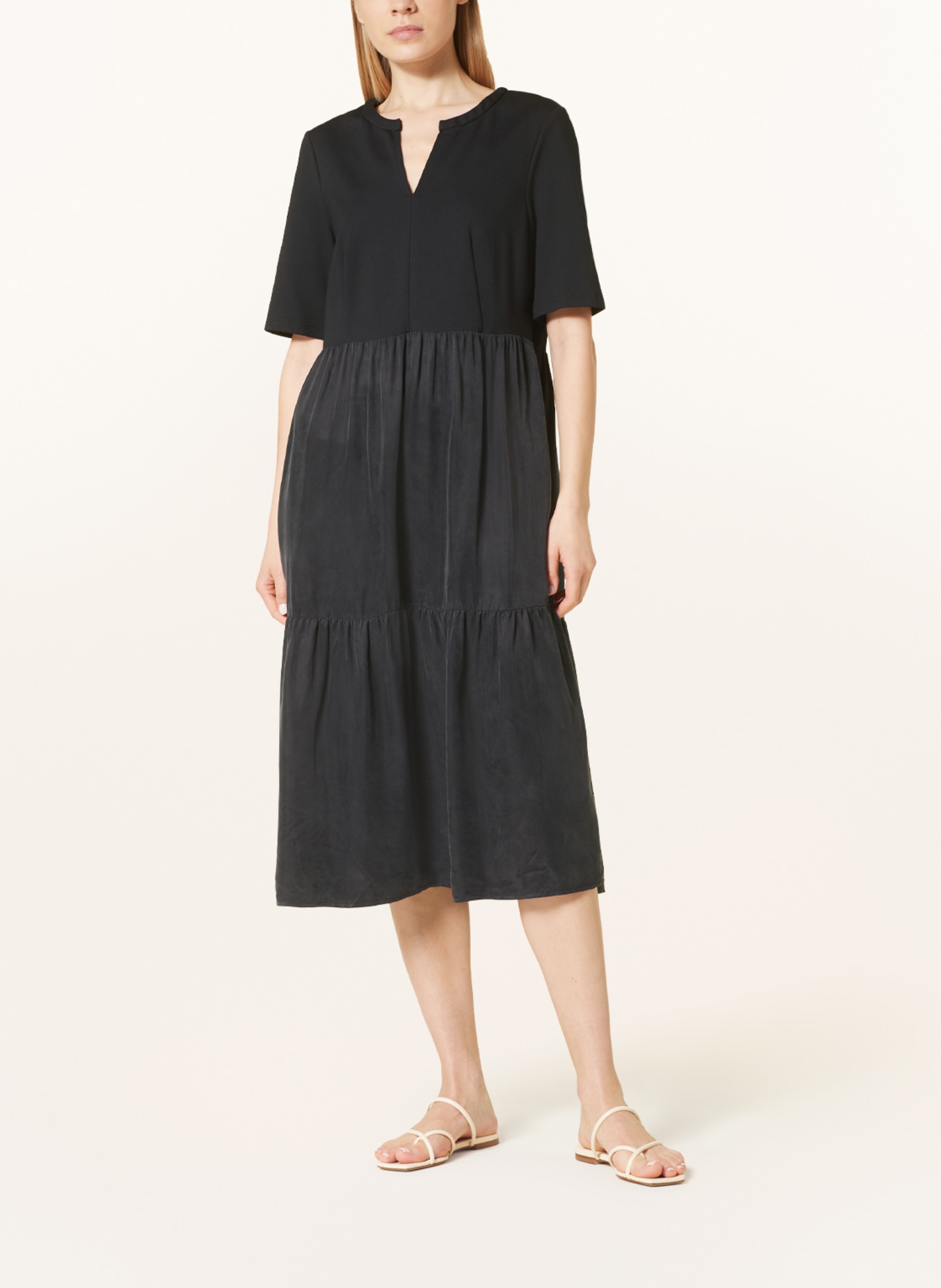oui Dress in mixed materials, Color: BLACK (Image 2)