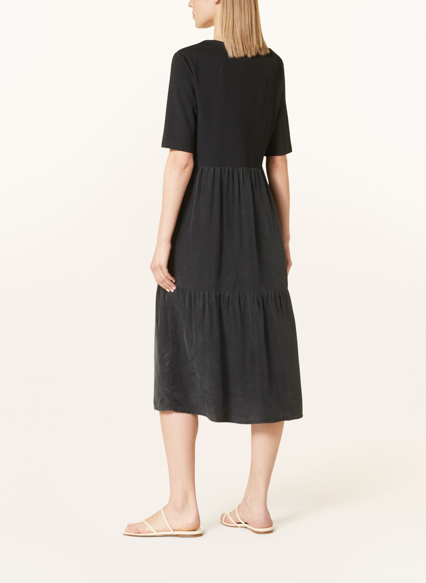 oui Dress in mixed materials, Color: BLACK (Image 3)