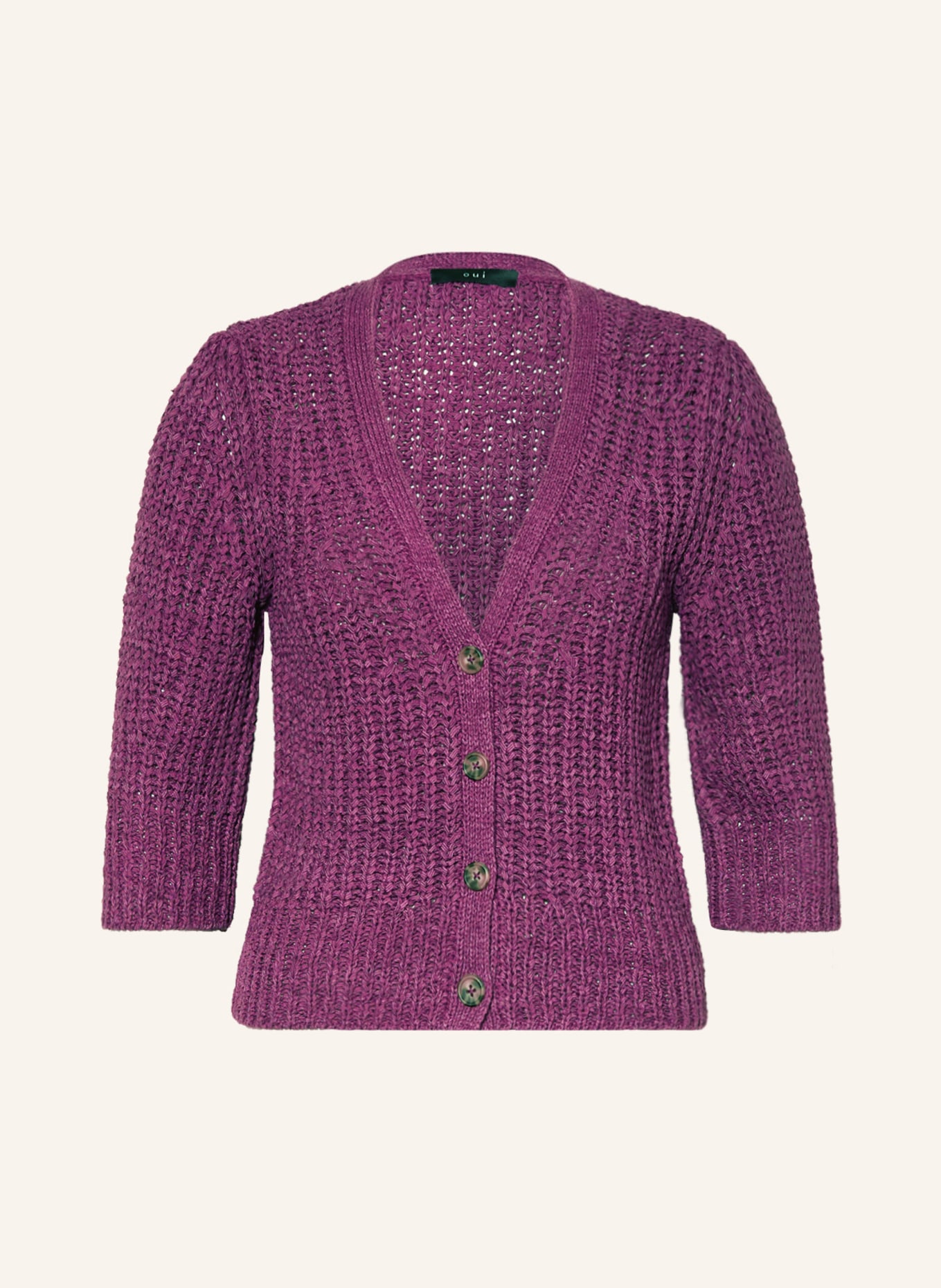 oui Cardigan with 3/4 sleeves, Color: FUCHSIA (Image 1)