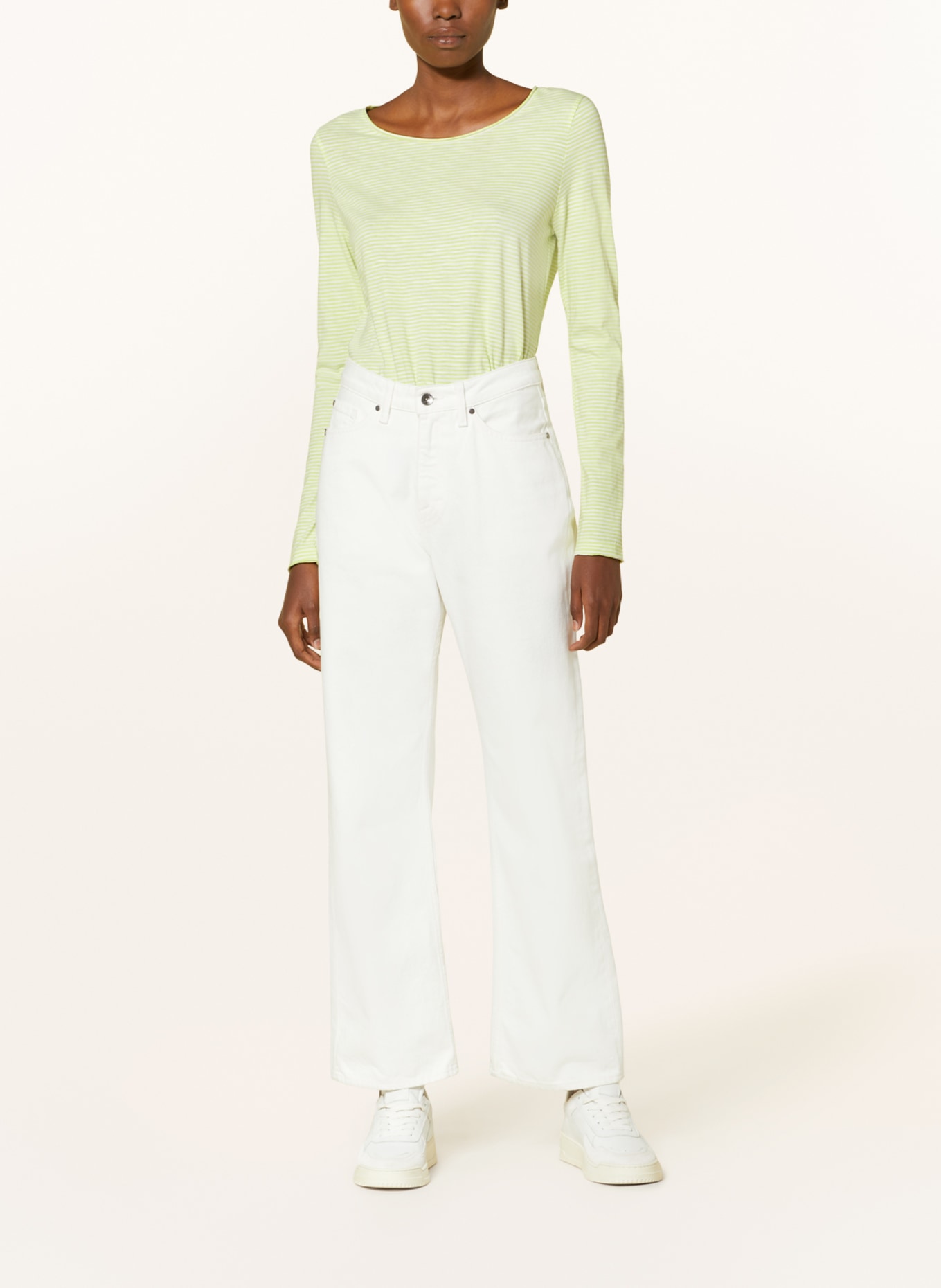 oui Long sleeve shirt, Color: NEON YELLOW/ WHITE (Image 2)