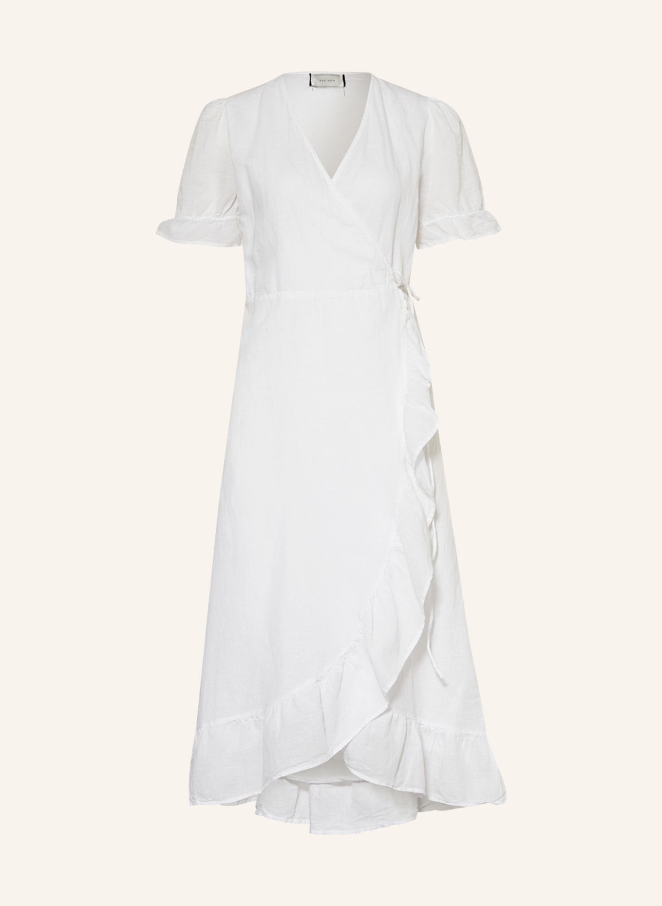 NEO NOIR Wrap dress MARIETTA with linen, Color: WHITE (Image 1)