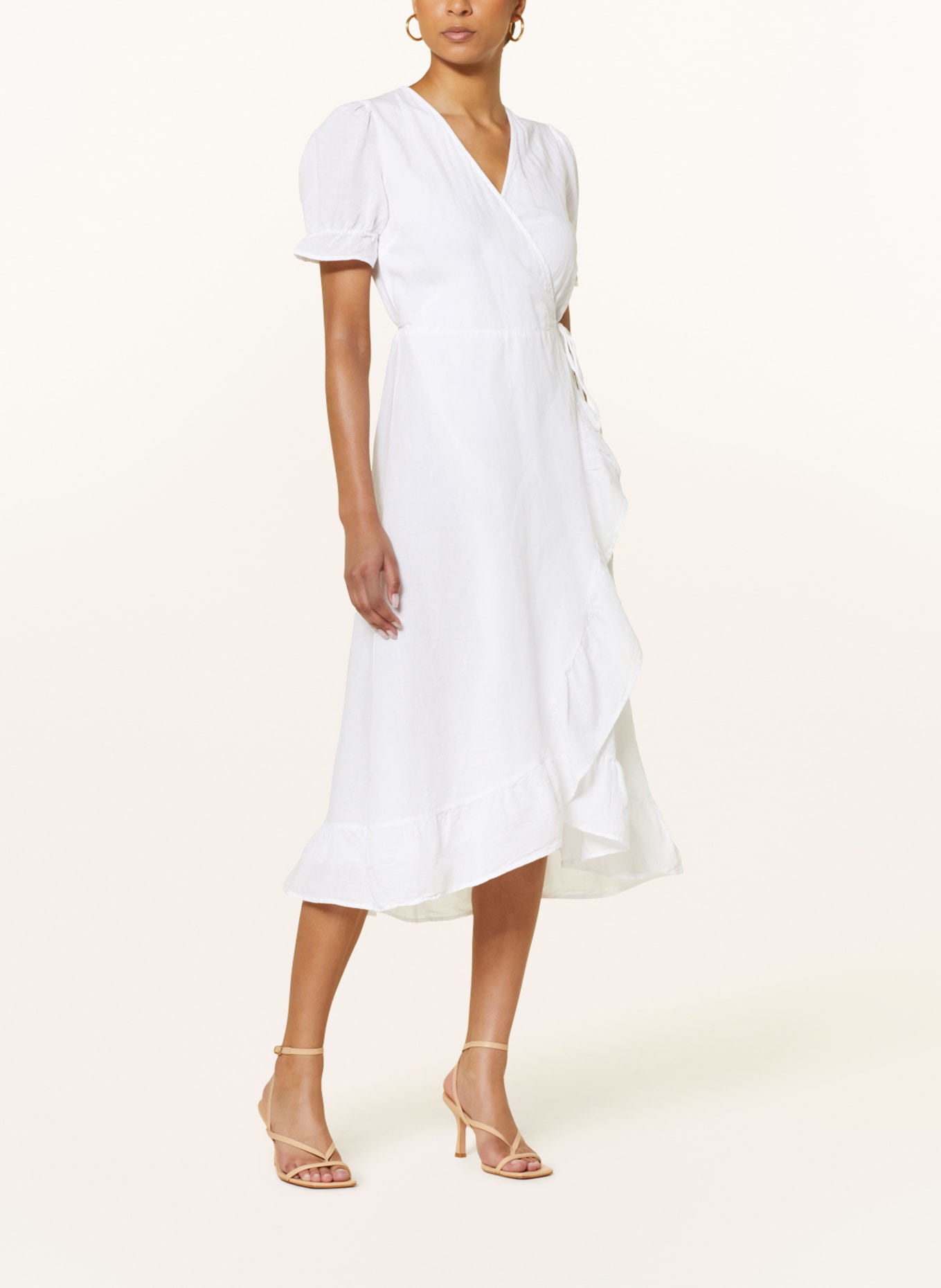 NEO NOIR Wrap dress MARIETTA with linen, Color: WHITE (Image 2)