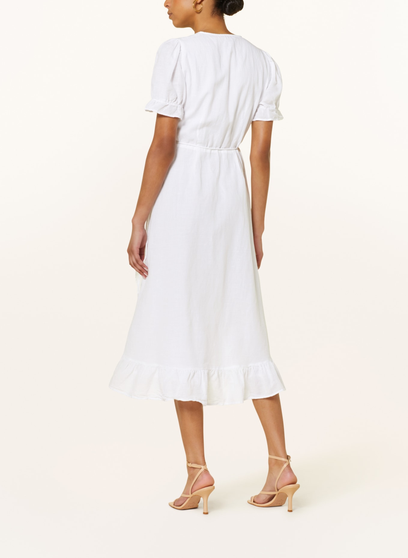 NEO NOIR Wrap dress MARIETTA with linen, Color: WHITE (Image 3)