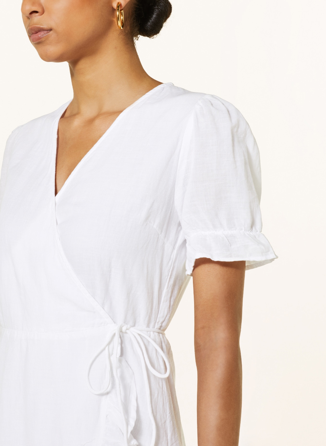 NEO NOIR Wrap dress MARIETTA with linen, Color: WHITE (Image 4)