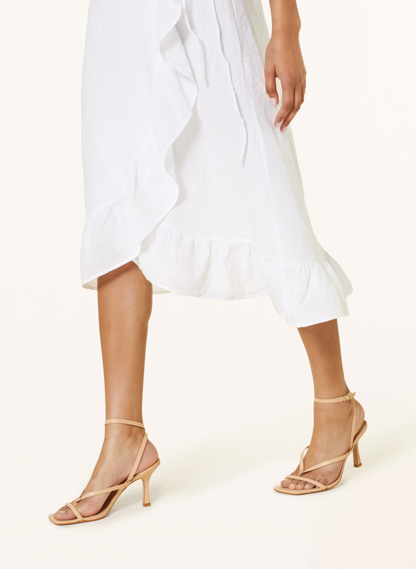 NEO NOIR Wrap dress MARIETTA with linen, Color: WHITE (Image 5)