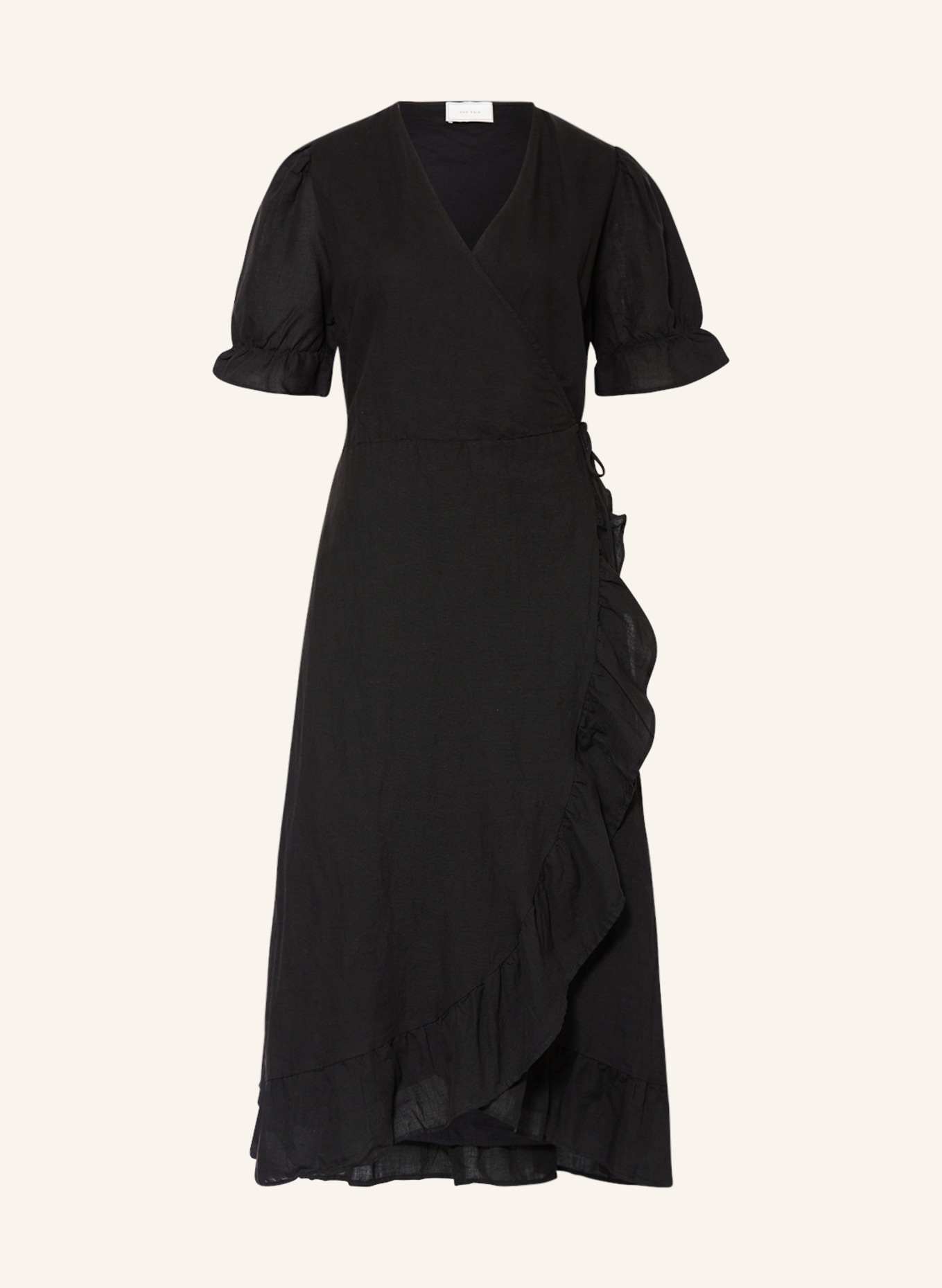 NEO NOIR Wrap dress MARIETTA with linen, Color: BLACK (Image 1)