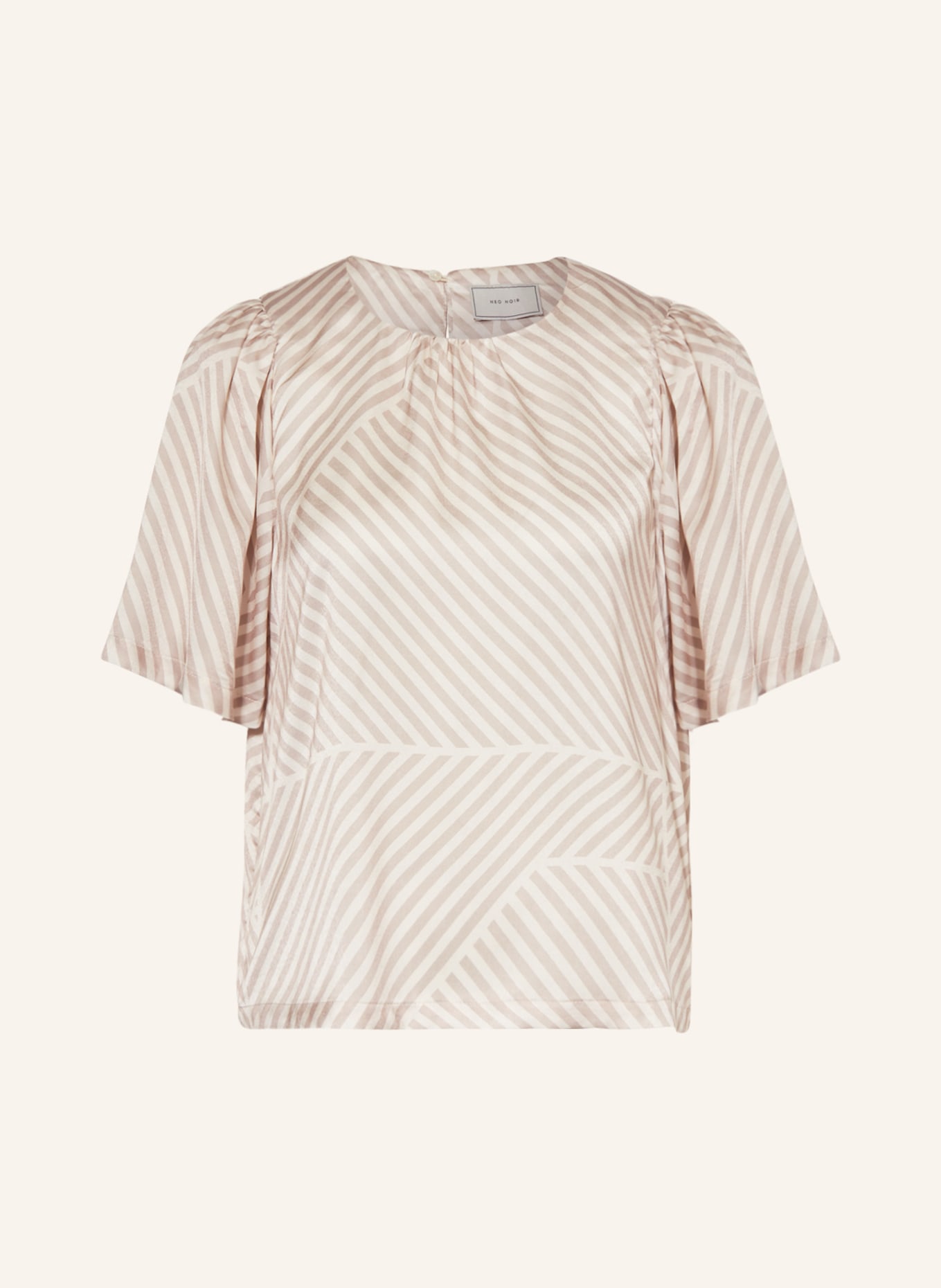 NEO NOIR Shirt blouse FLORINA in satin, Color: CREAM/ LIGHT BROWN (Image 1)