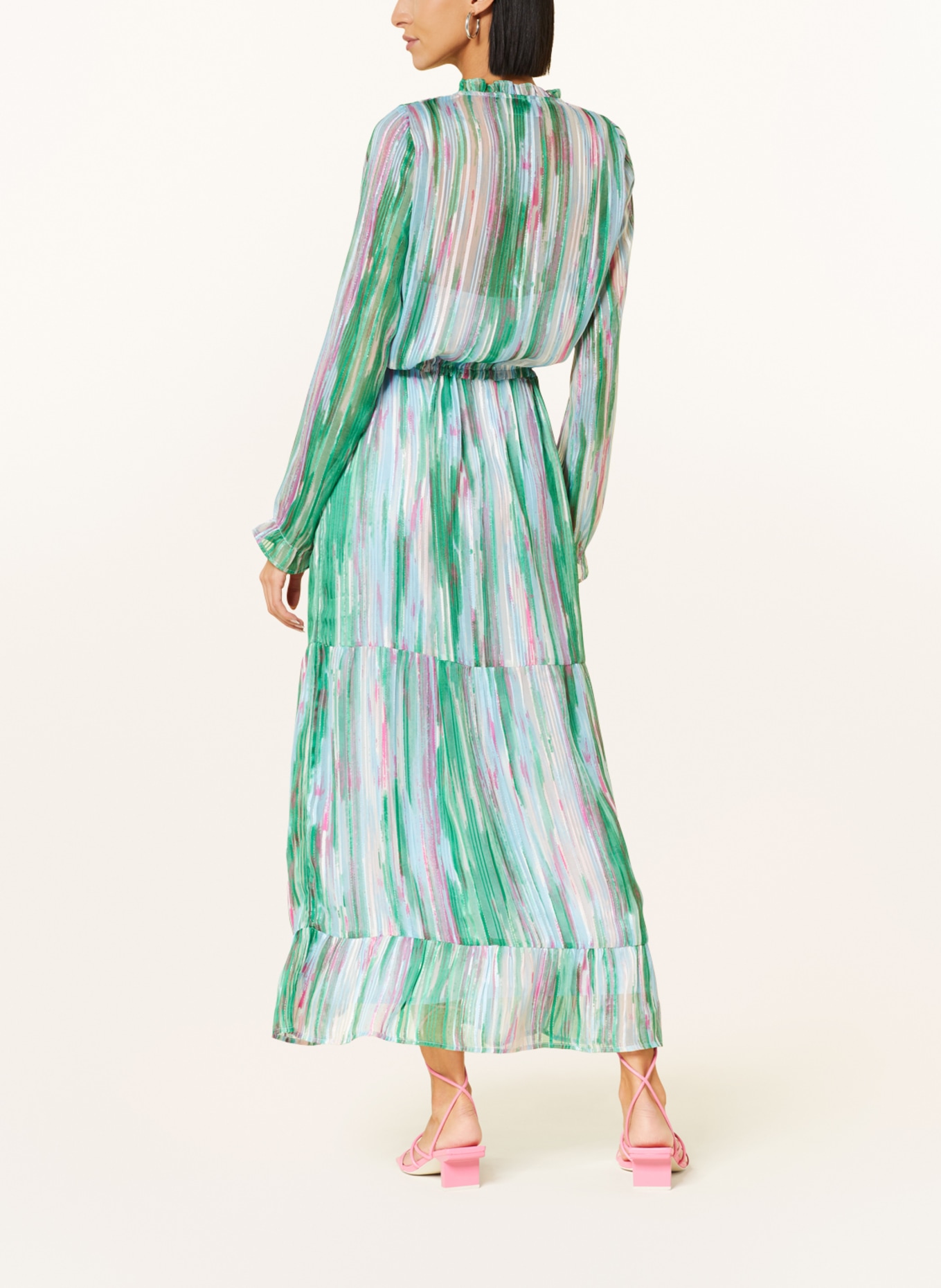 NEO NOIR Kleid SILO mit Glitzergarn und Volants, Farbe: GRÜN/ HELLBLAU/ PINK (Bild 3)