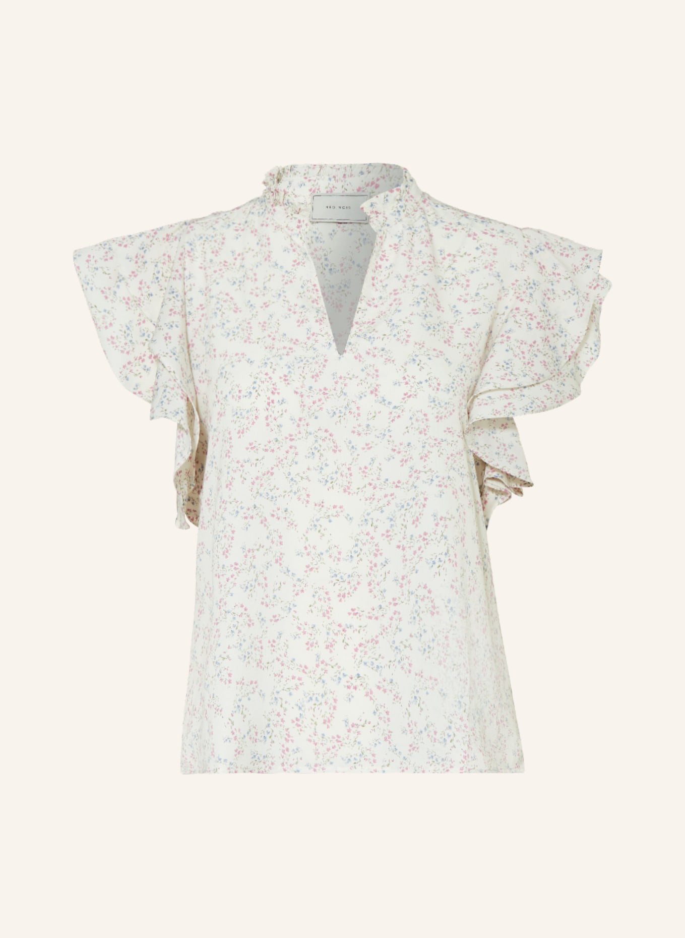 NEO NOIR Shirt blouse with frills, Color: WHITE/ PINK/ LIGHT BLUE (Image 1)