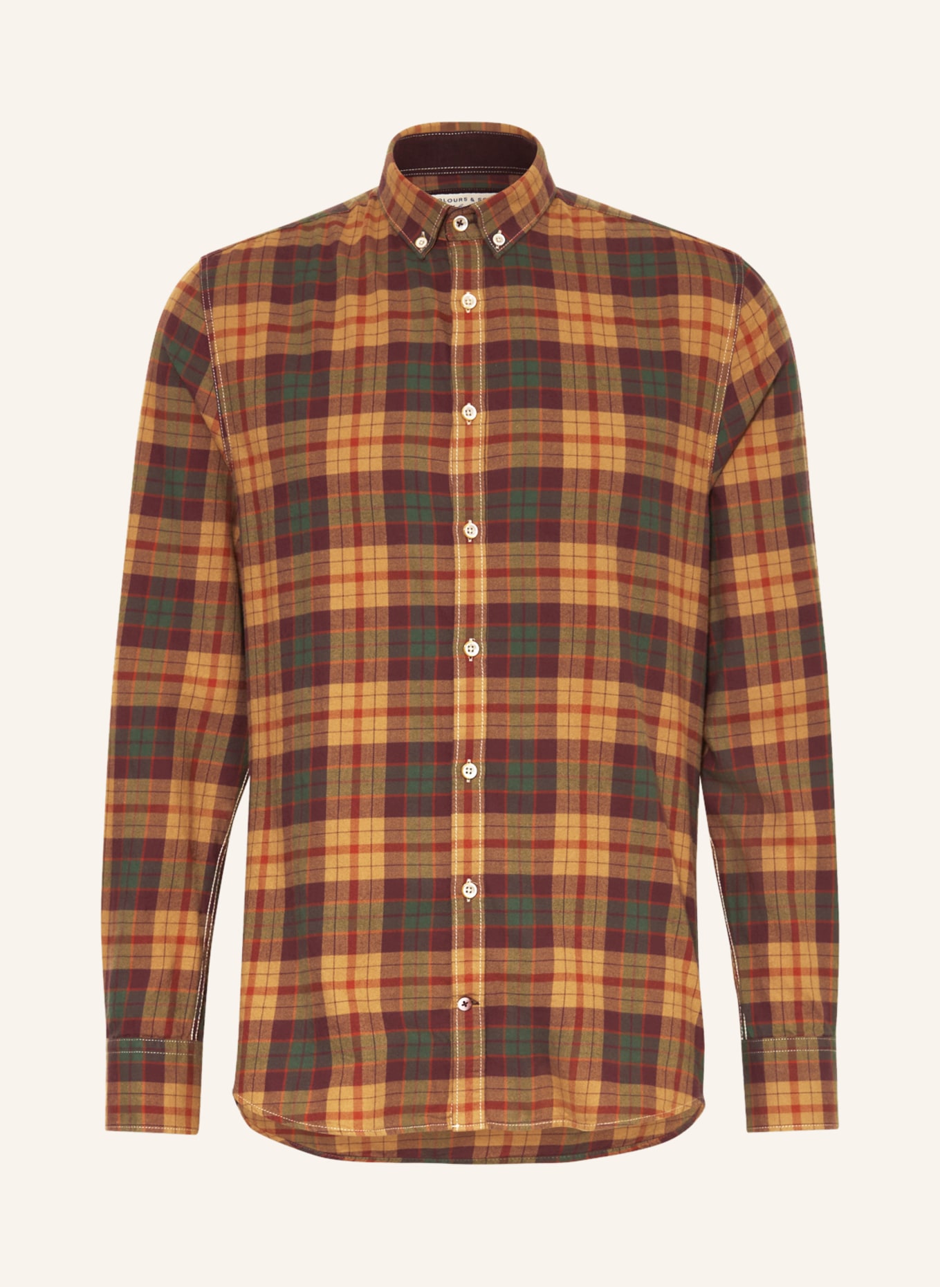 COLOURS & SONS Flannel shirt casual fit, Color: CAMEL/ GREEN/ ORANGE (Image 1)