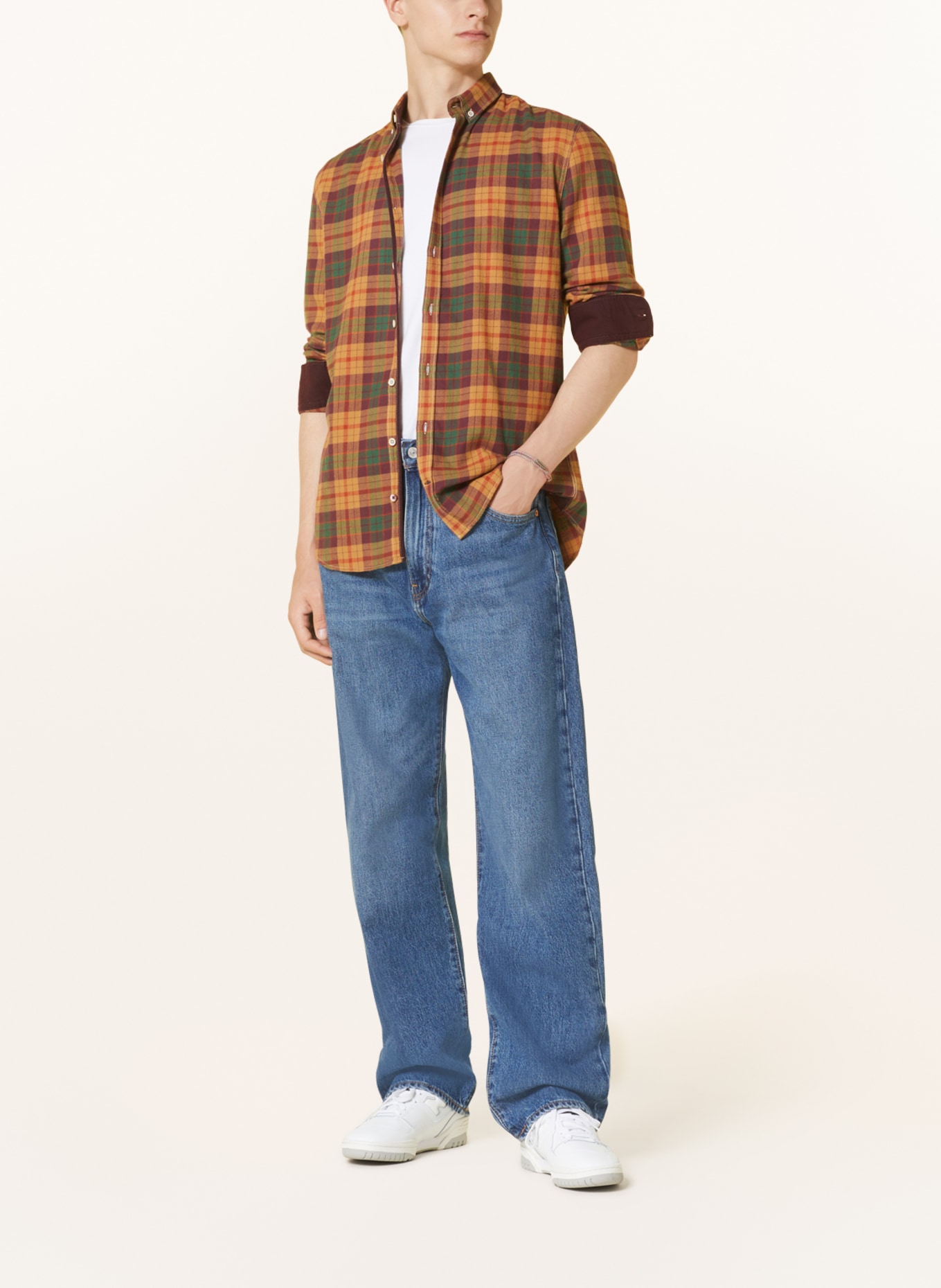 COLOURS & SONS Flannel shirt casual fit, Color: CAMEL/ GREEN/ ORANGE (Image 2)