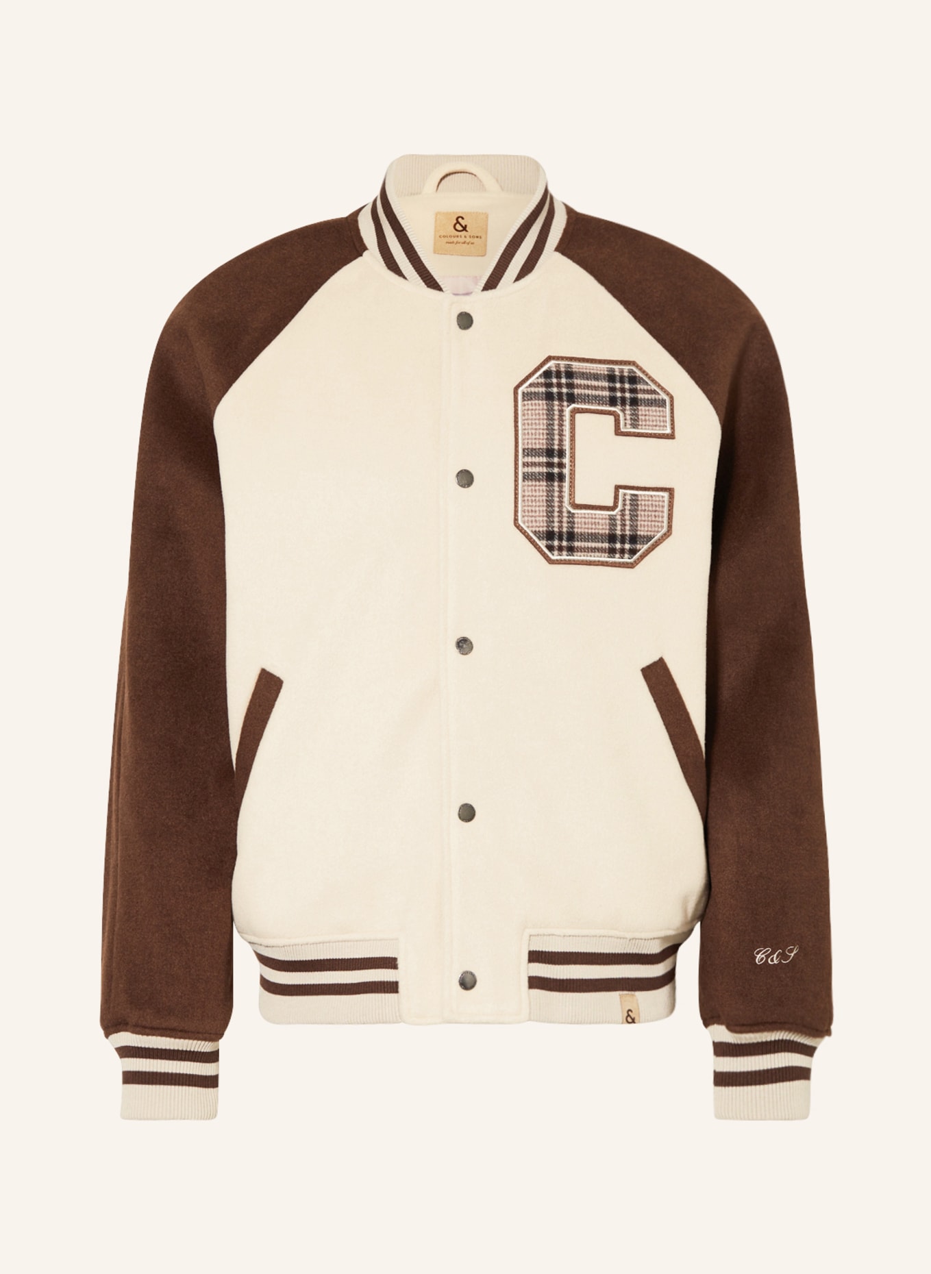 COLOURS & SONS College jacket, Color: LIGHT BROWN/ BROWN (Image 1)
