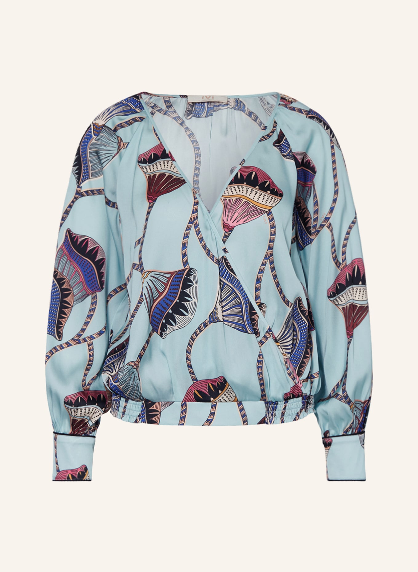 IVI collection Silk blouse in wrap look, Color: TURQUOISE/ PINK/ BLUE (Image 1)