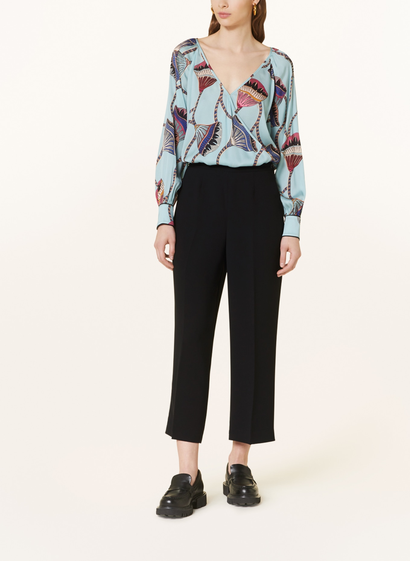 IVI collection Silk blouse in wrap look, Color: TURQUOISE/ PINK/ BLUE (Image 2)