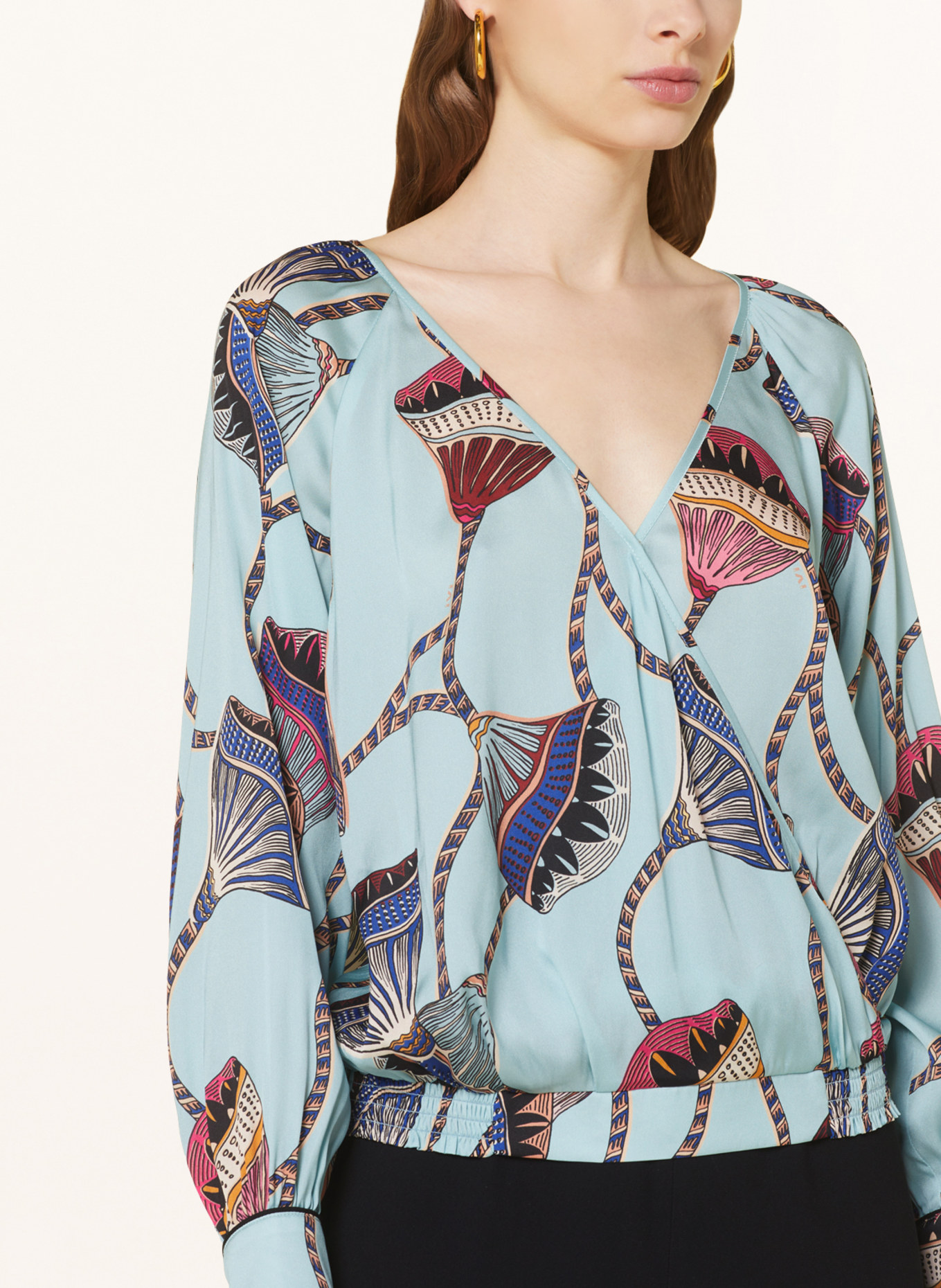 IVI collection Silk blouse in wrap look, Color: TURQUOISE/ PINK/ BLUE (Image 4)