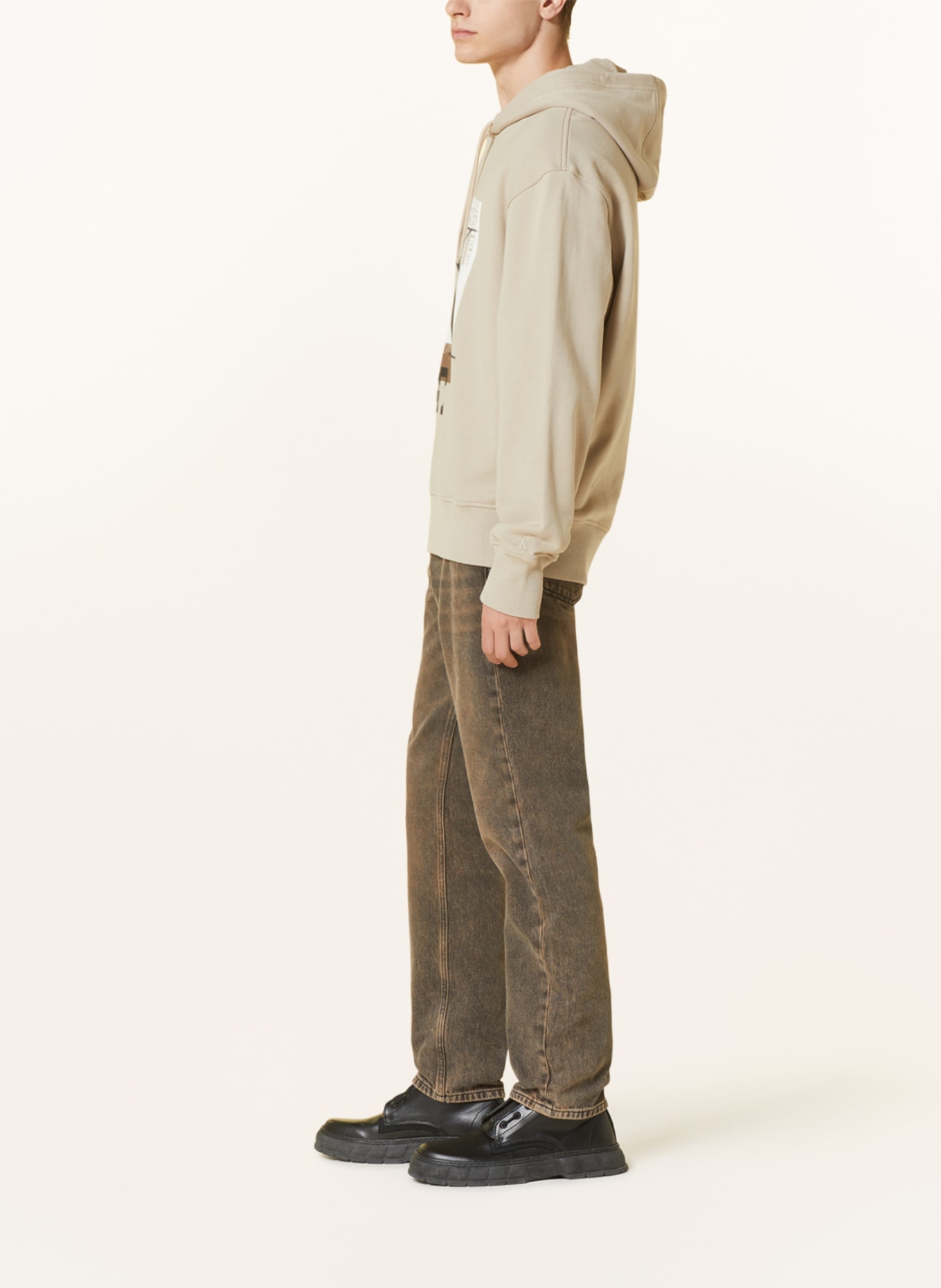 Calvin Klein Jeans Mikina s kapucí, Barva: BÉŽOVÁ (Obrázek 4)