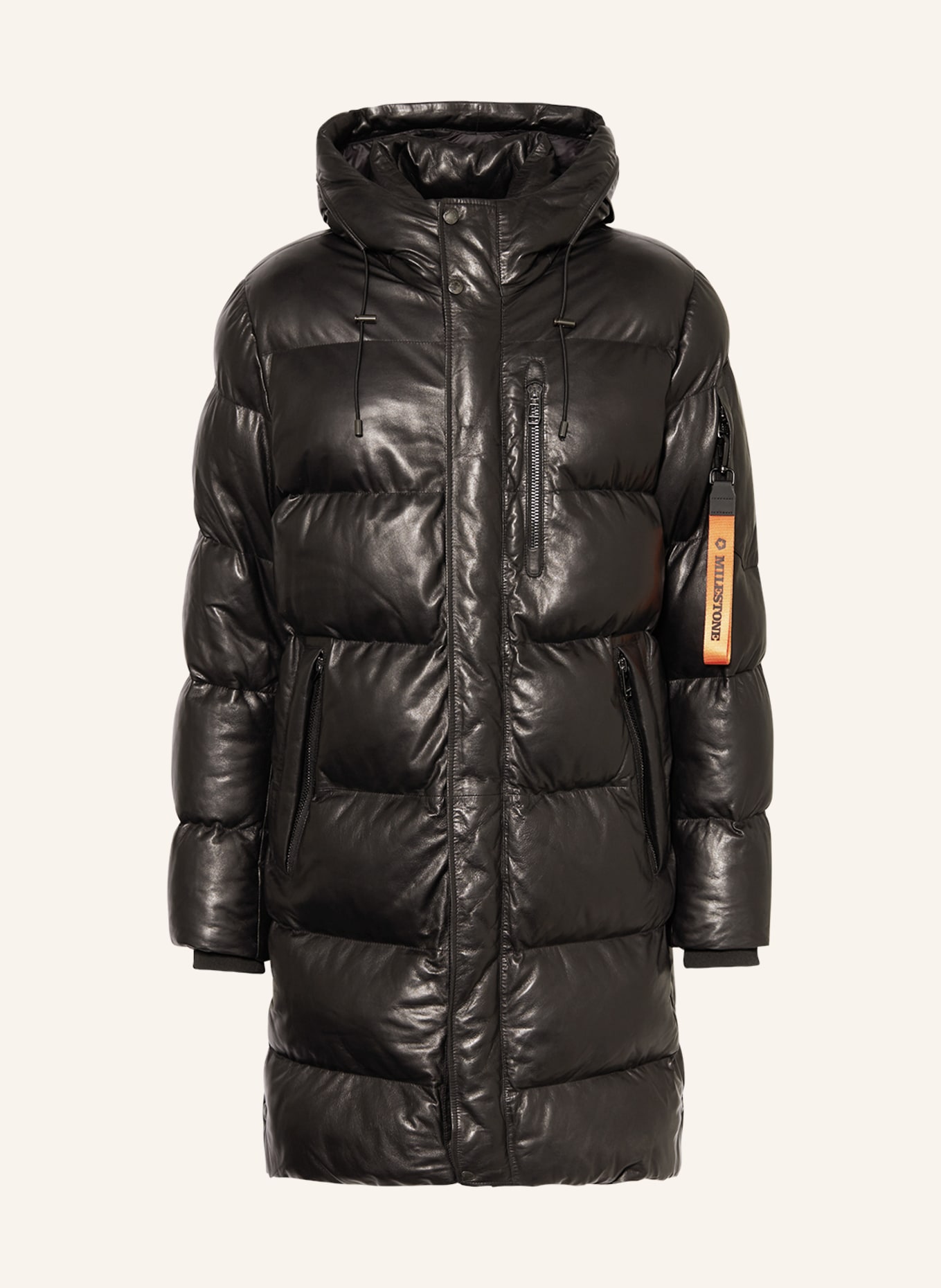 MILESTONE Quilted coat MSPIERO in leather with DUPONT™ SORONA® insulation, Color: BLACK (Image 1)