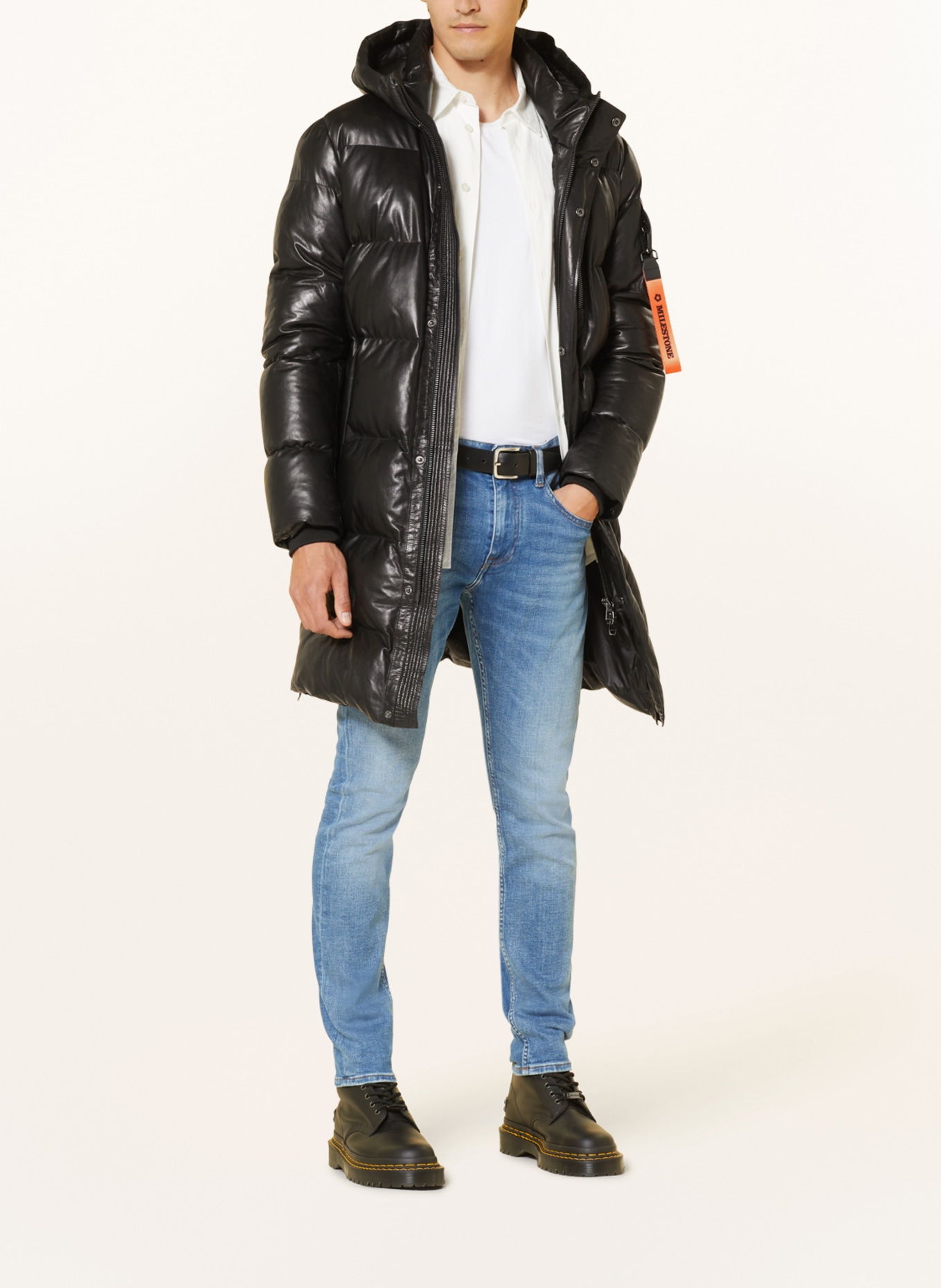 MILESTONE Quilted coat MSPIERO in leather with DUPONT™ SORONA® insulation, Color: BLACK (Image 2)
