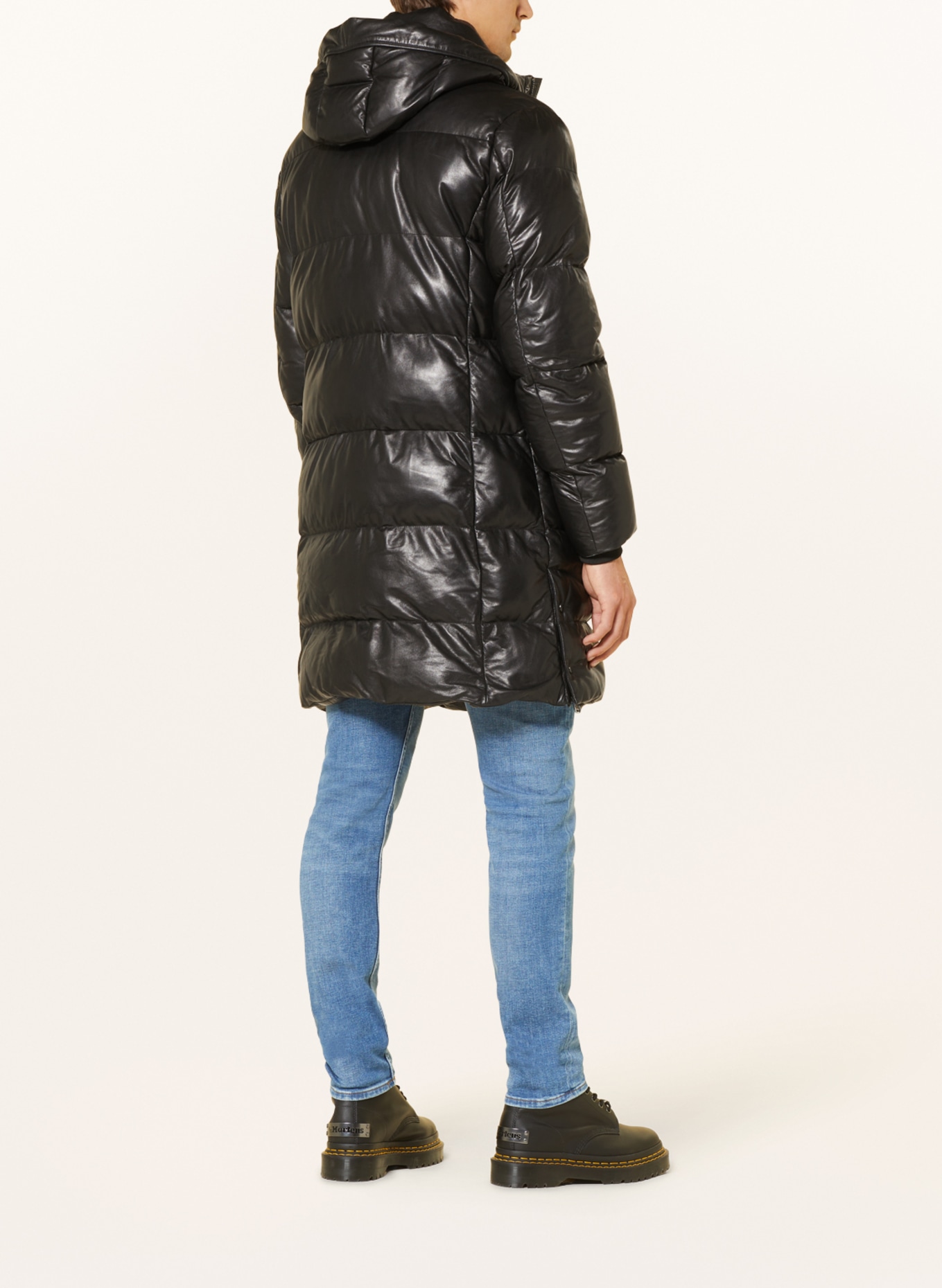 MILESTONE Quilted coat MSPIERO in leather with DUPONT™ SORONA® insulation, Color: BLACK (Image 3)