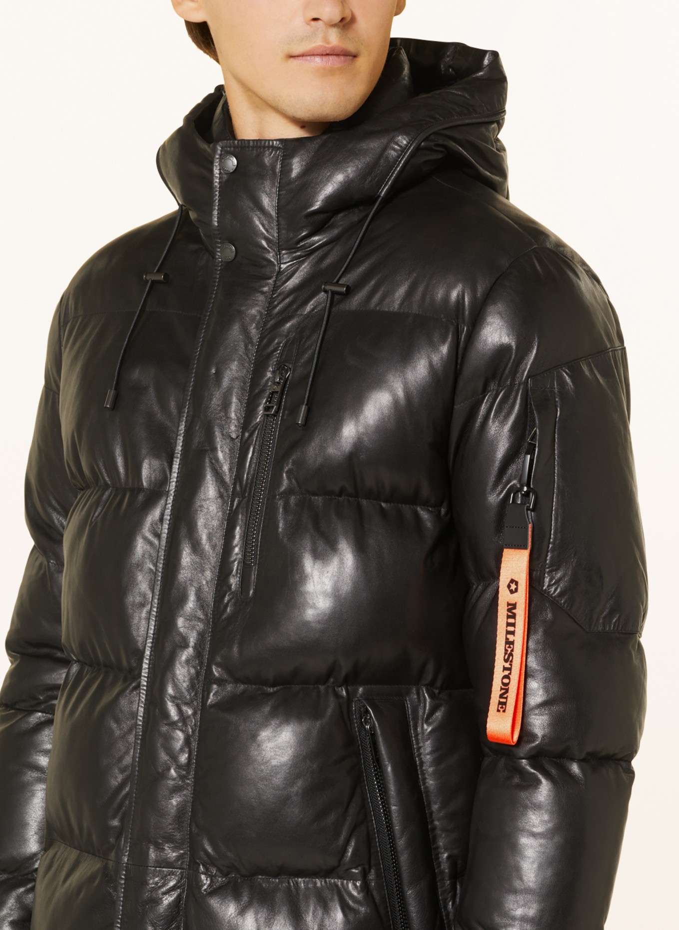 MILESTONE Quilted coat MSPIERO in leather with DUPONT™ SORONA® insulation, Color: BLACK (Image 5)