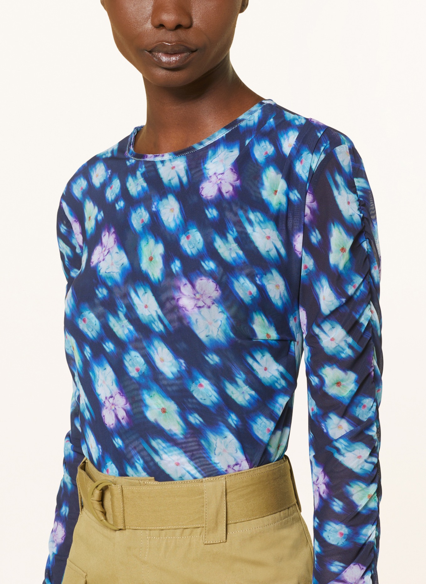 DOROTHEE SCHUMACHER Koszulka z długim rękawem z siateczki, Kolor: GRANATOWY/ JASNOZIELONY/ JASNOFIOLETOWY (Obrazek 4)